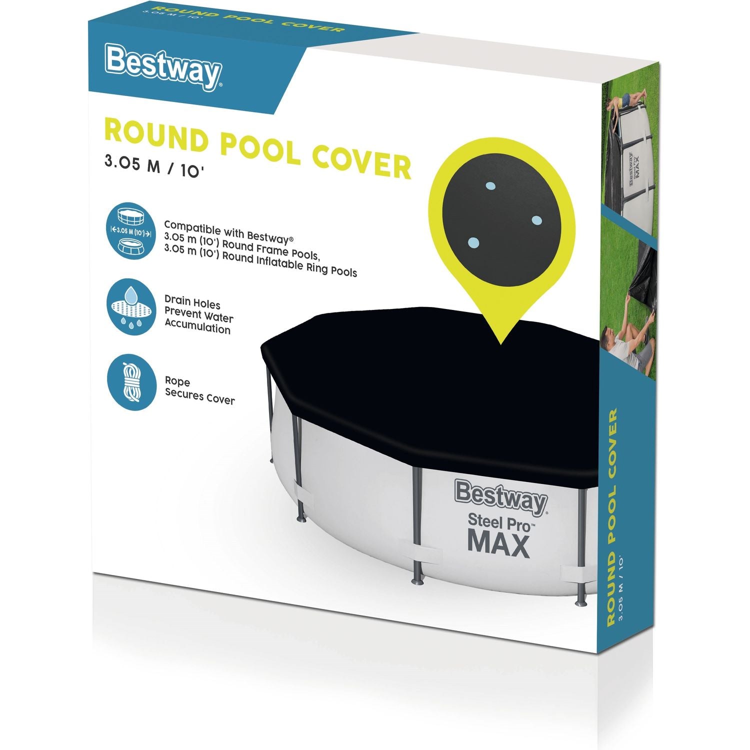 BESTWAY - Copertura rotonda per piscina fuori terra Steel Pro con diametro fino a 305 cm
