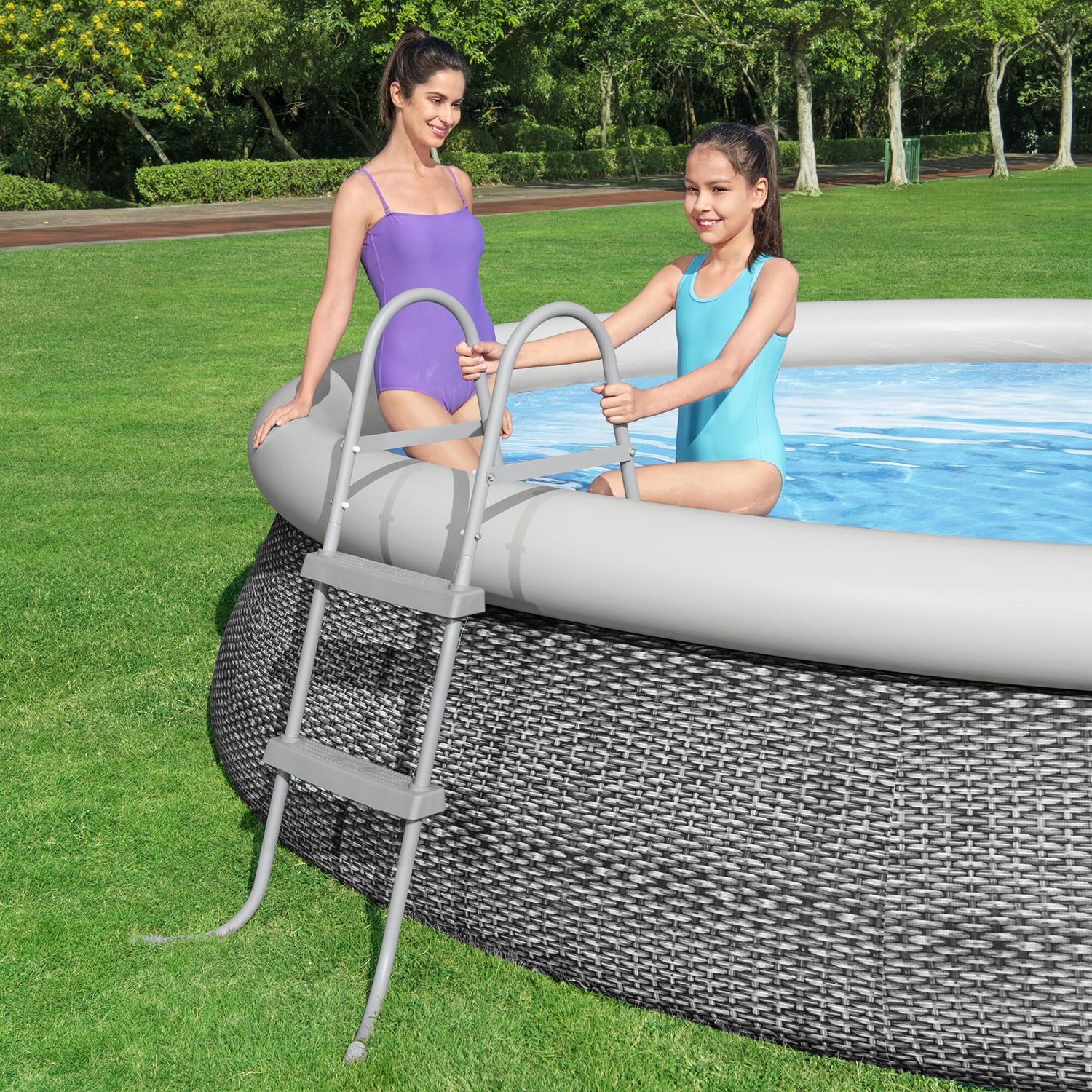 BESTWAY - Scaletta per Piscina Fuori Terra con Telaio Anticorrosione h84 cm