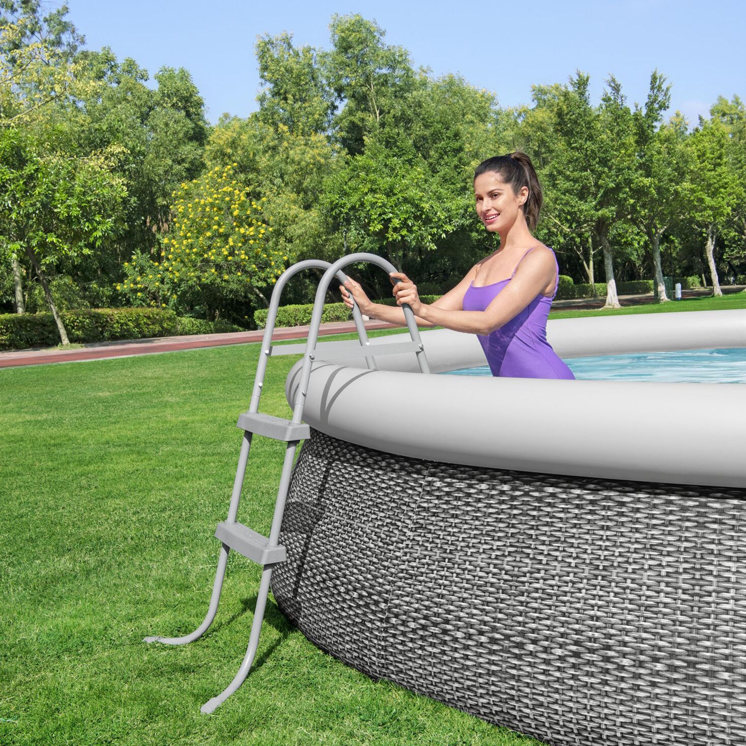 BESTWAY - Scaletta per Piscina Fuori Terra con Telaio Anticorrosione h84 cm