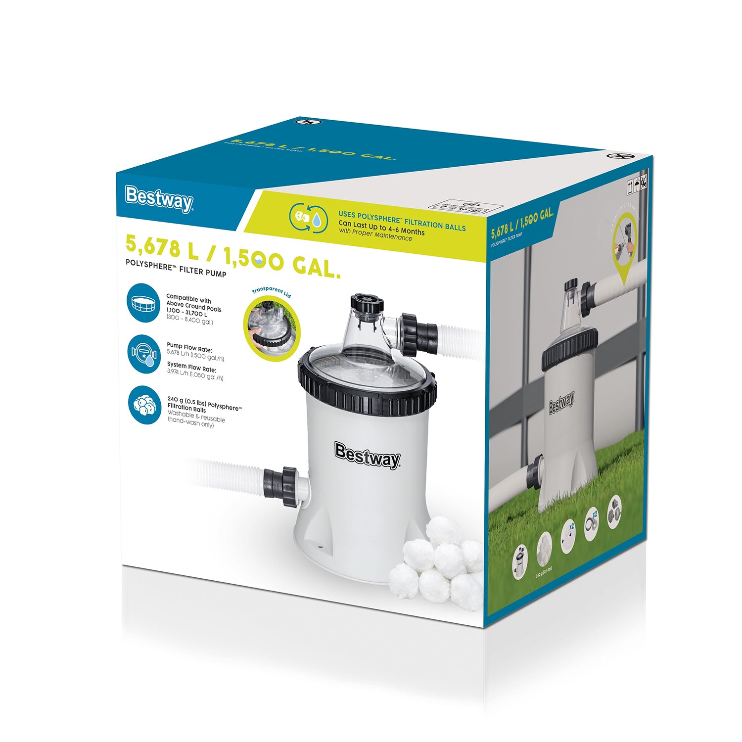BESTWAY - Pompa filtro per Polysphere da 5.678 L/h