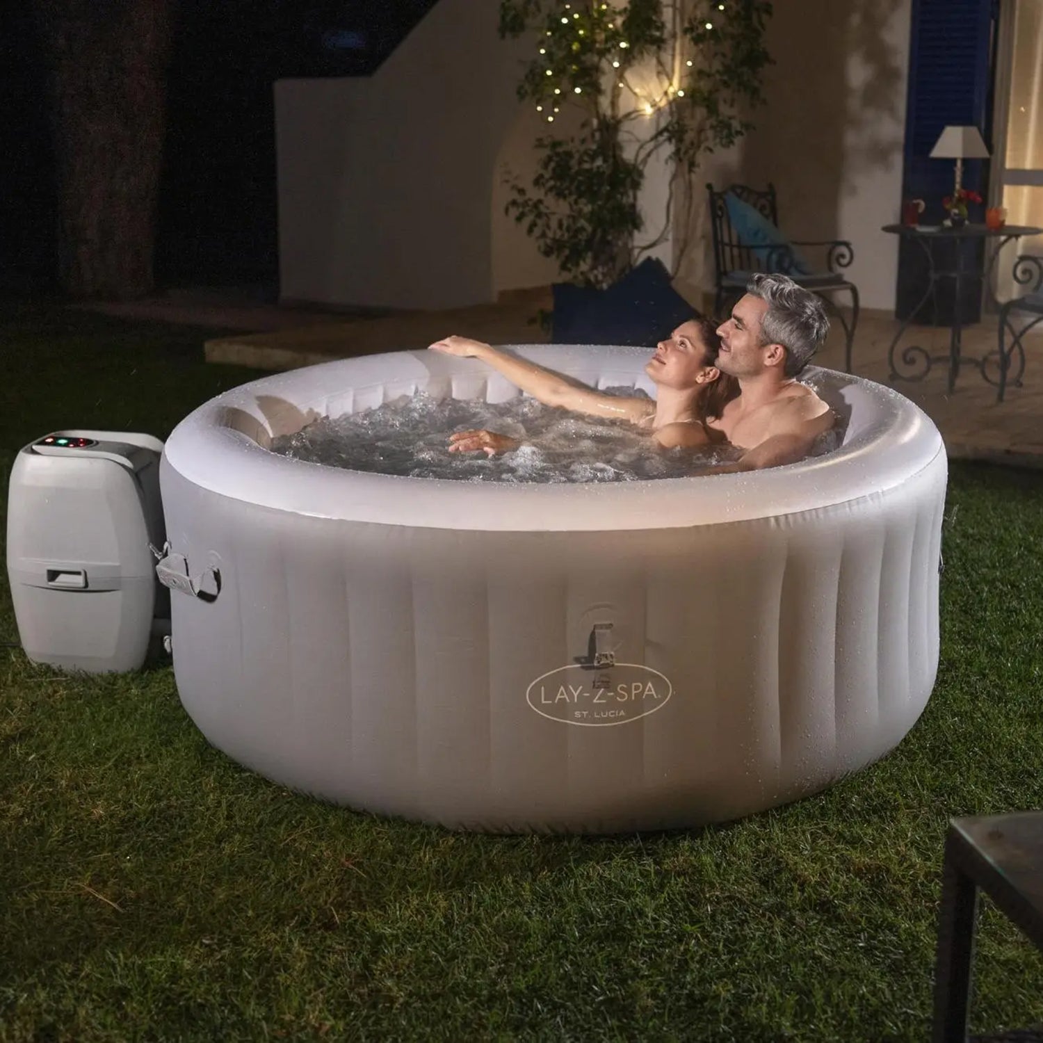 BESTWAY - Spa Idromassaggio Lay-Z-Spa St. Lucia AirJet 3 Posti Grigio chiaro - altezza 66 cm diametro 170 cm