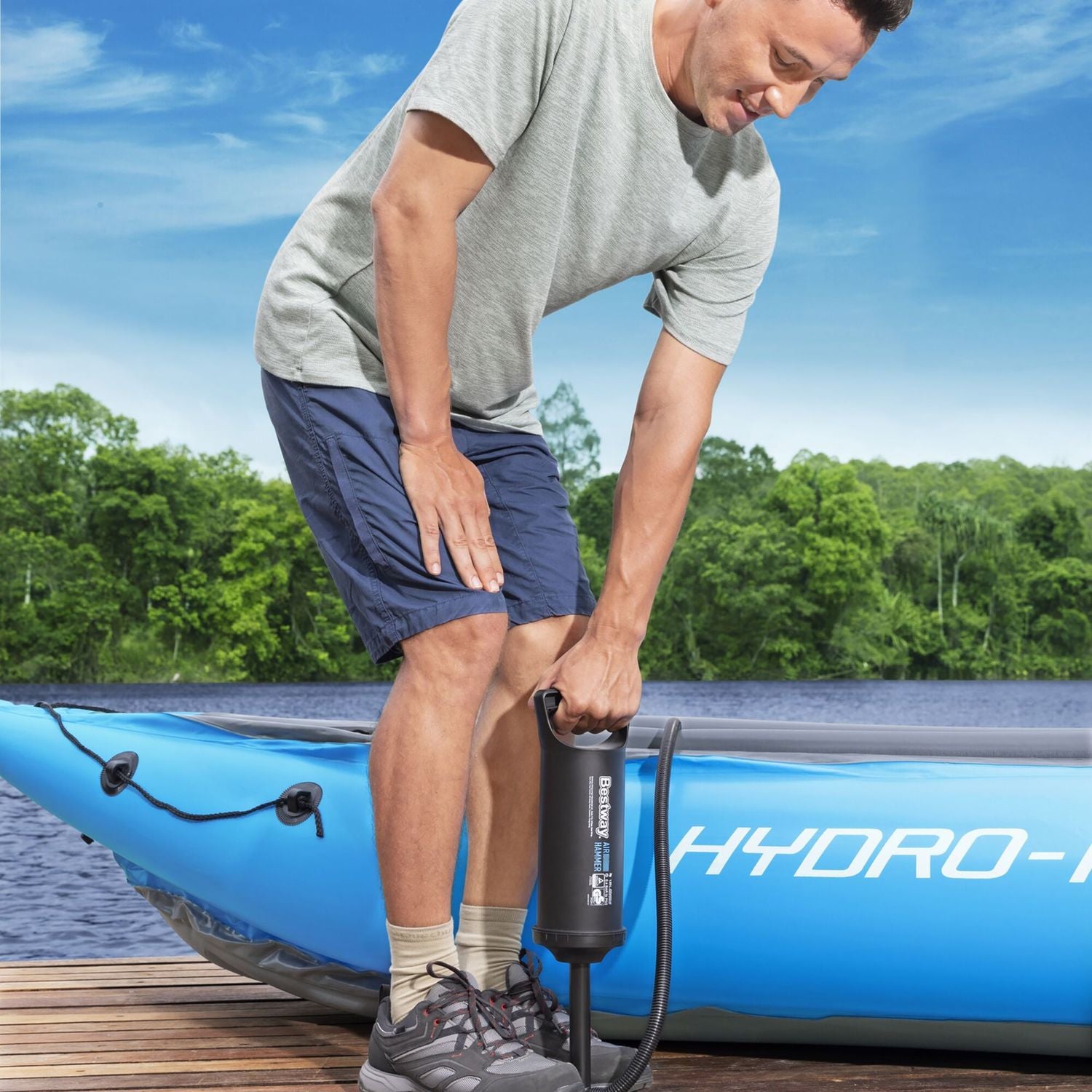 BESTWAY - Pompa manuale di gonfiaggio Air Hammer h35 cm