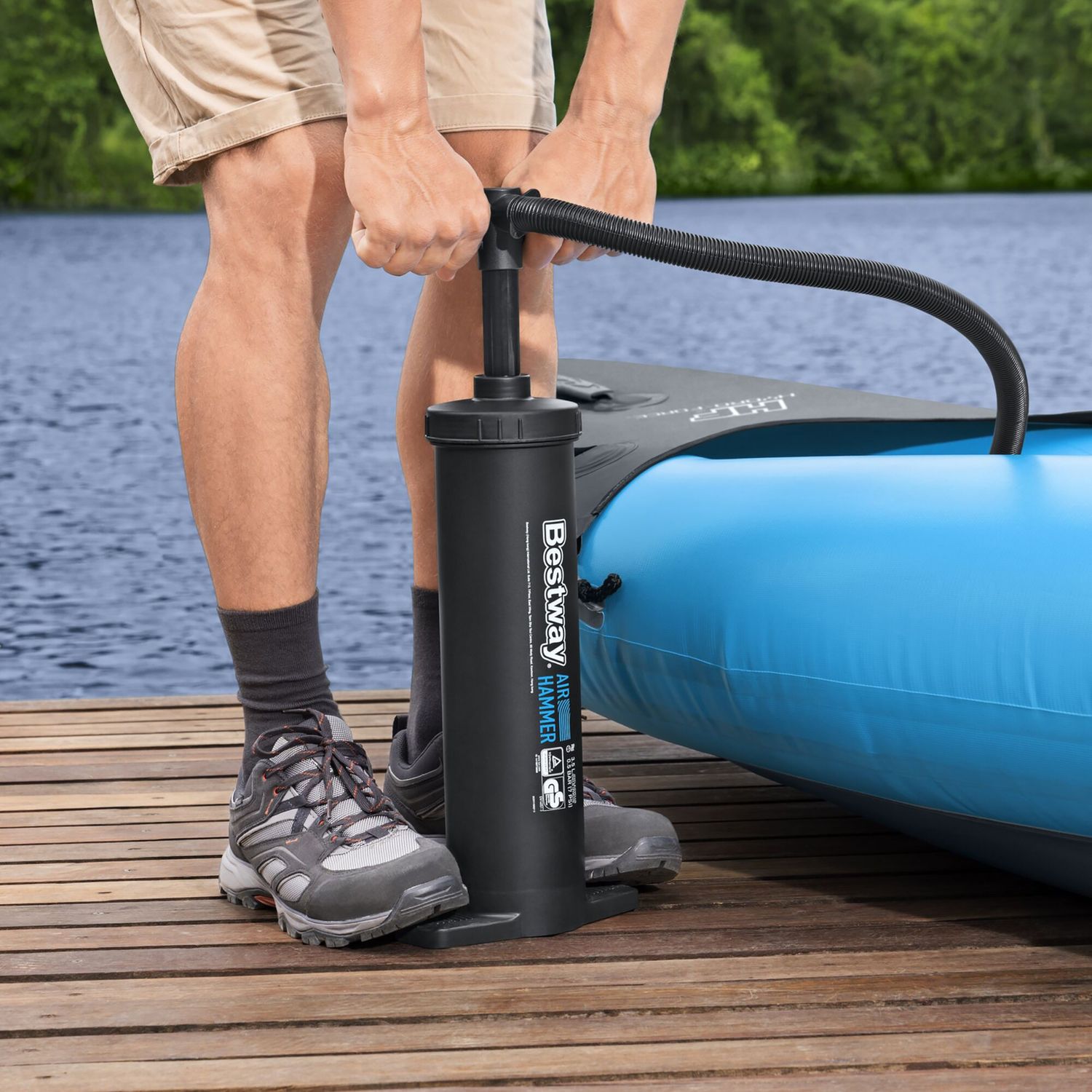 BESTWAY - Pompa manuale di gonfiaggio Air Hammer h48 cm