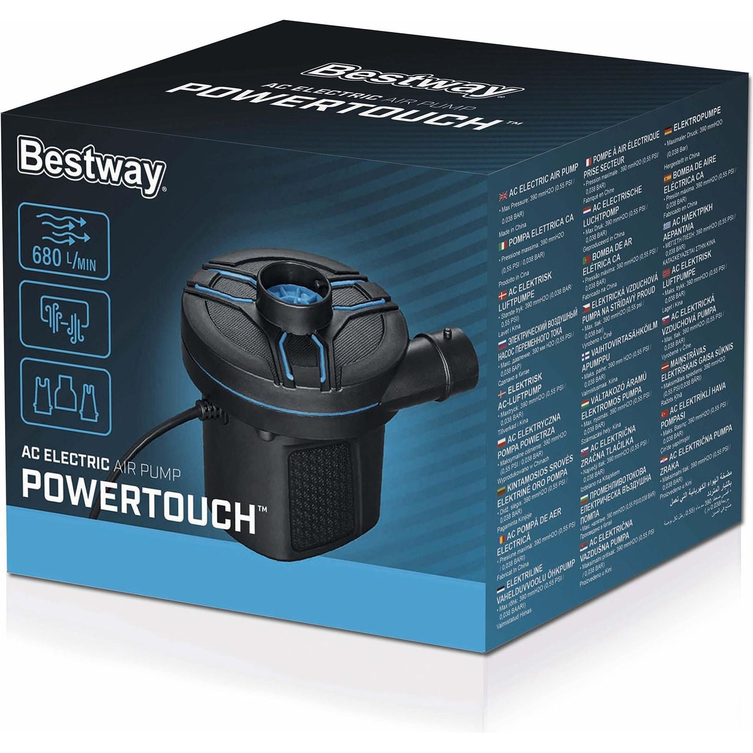 BESTWAY - Pompa di gonfiaggio elettrica PowerTouch 680 l/min