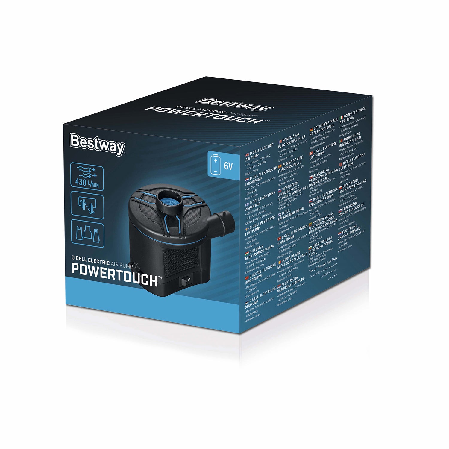 BESTWAY - Pompa di gonfiaggio elettrica a batteria PowerTouch 430 l/min