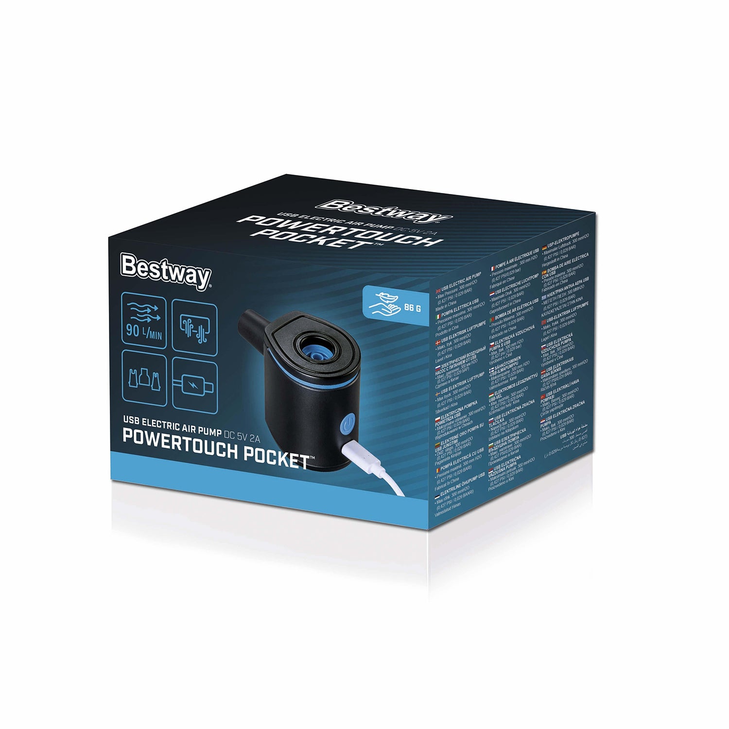 BESTWAY - Pompa di gonfiaggio elettrica PowerTouch Pocket™ con presa USB