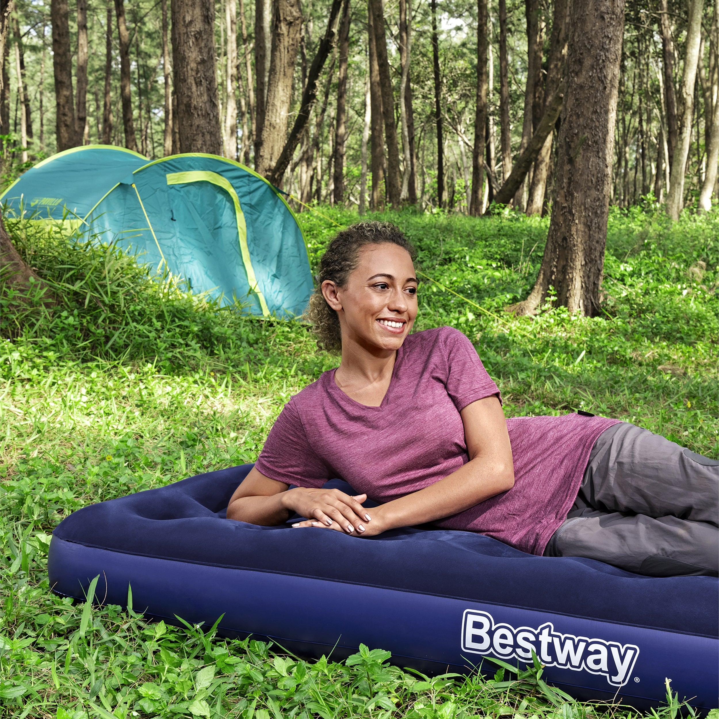 BESTWAY - Materasso Singolo gonfiabile da campeggio Blu - h22x185x76 cm