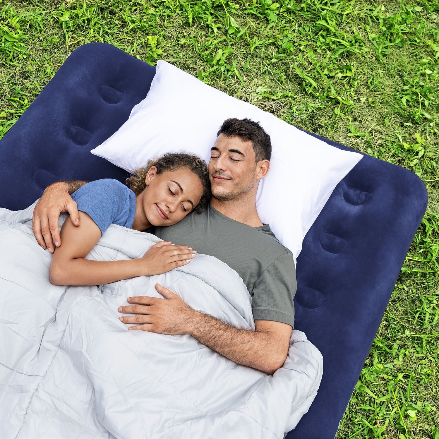 BESTWAY - Materasso Matrimoniale gonfiabile da campeggio Blu - h22x191x137 cm