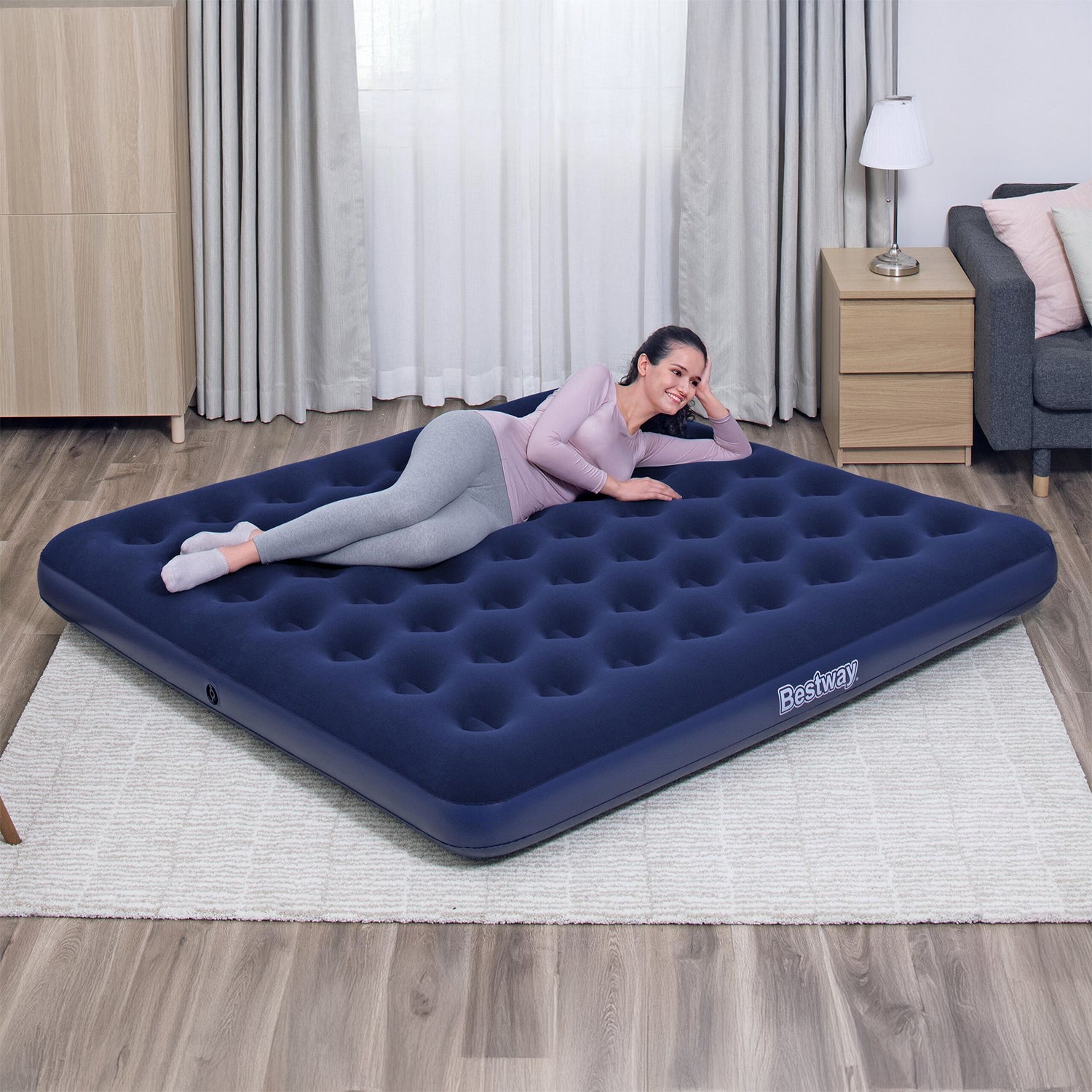 BESTWAY - Materasso Matrimoniale Gonfiabile da campeggio Blu - h22x203x183 cm