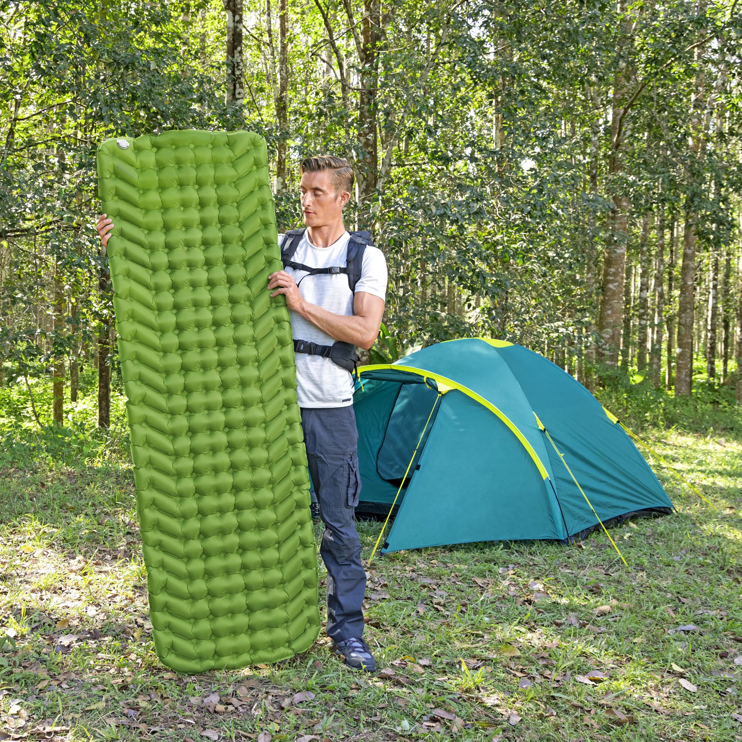 BESTWAY - Materasso Singolo gonfiabile da campeggio Verde WanderLite - h6,5x188x58,5 cm