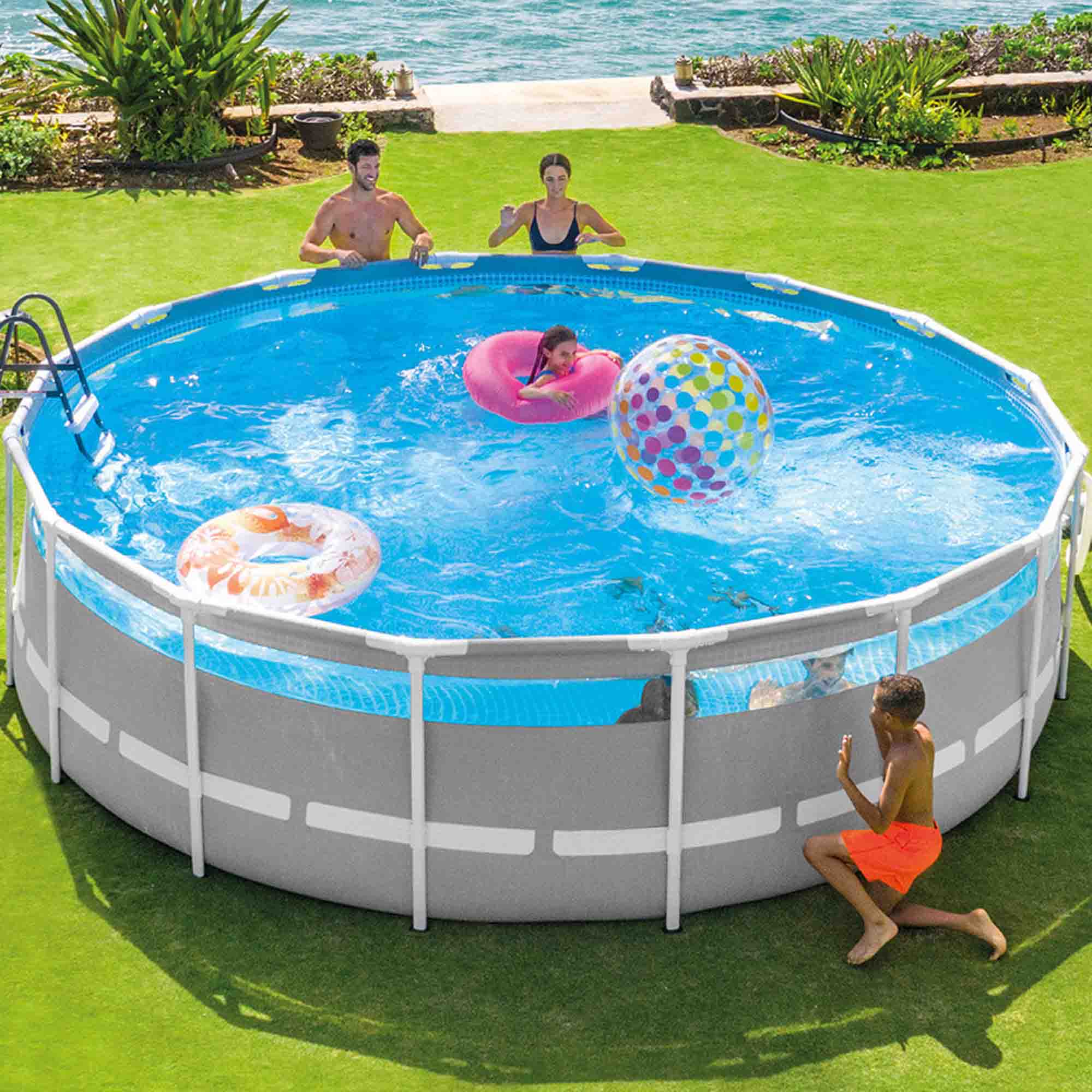 INTEX - Piscina Rotonda Prisma Frame Clearview - altezza 122 cm diametro 488 cm