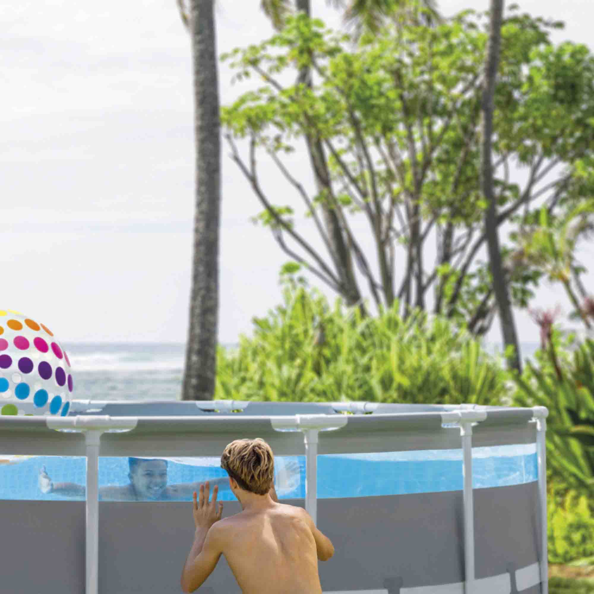 INTEX - Piscina Rotonda Prisma Frame Clearview - altezza 122 cm diametro 488 cm