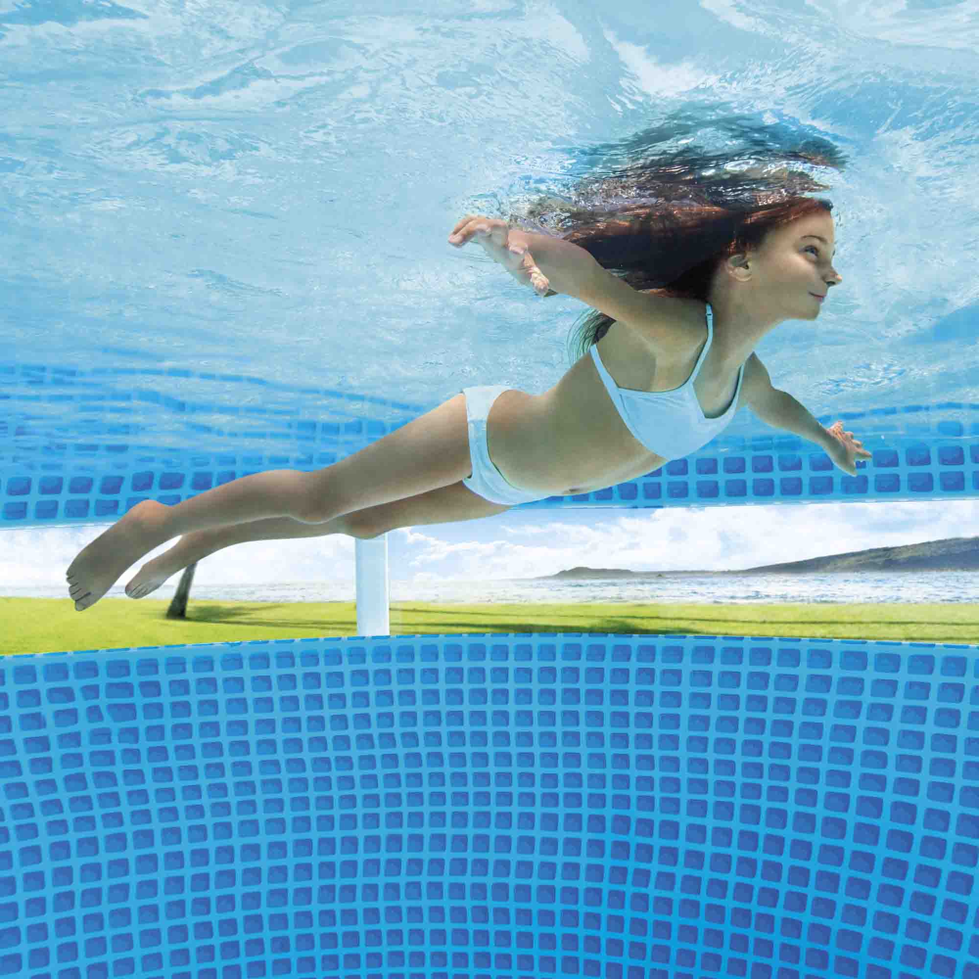 INTEX - Piscina Rotonda Prisma Frame Clearview - altezza 122 cm diametro 488 cm