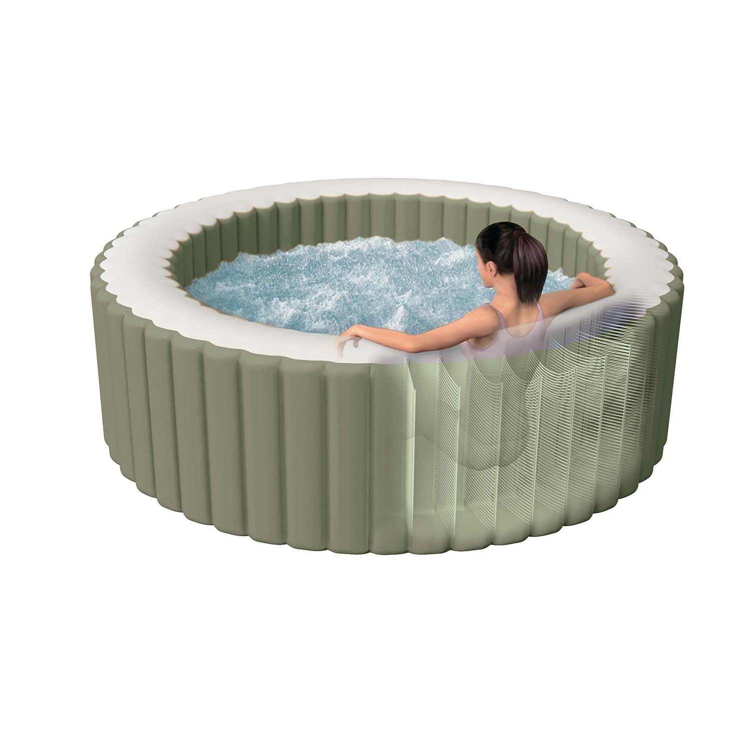 INTEX - Spa Idromassaggio PureSpa™ Bubble Massage 4 Posti Verde Oliva - altezza 71 cm diametro 196 cm