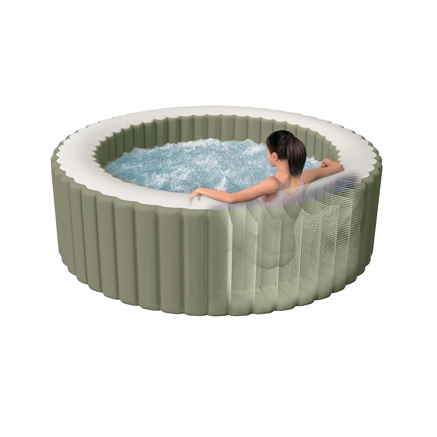 INTEX - Spa Idromassaggio PureSpa™ Bubble Massage 6 Posti Verde Oliva - altezza 71 cm diametro 216 cm
