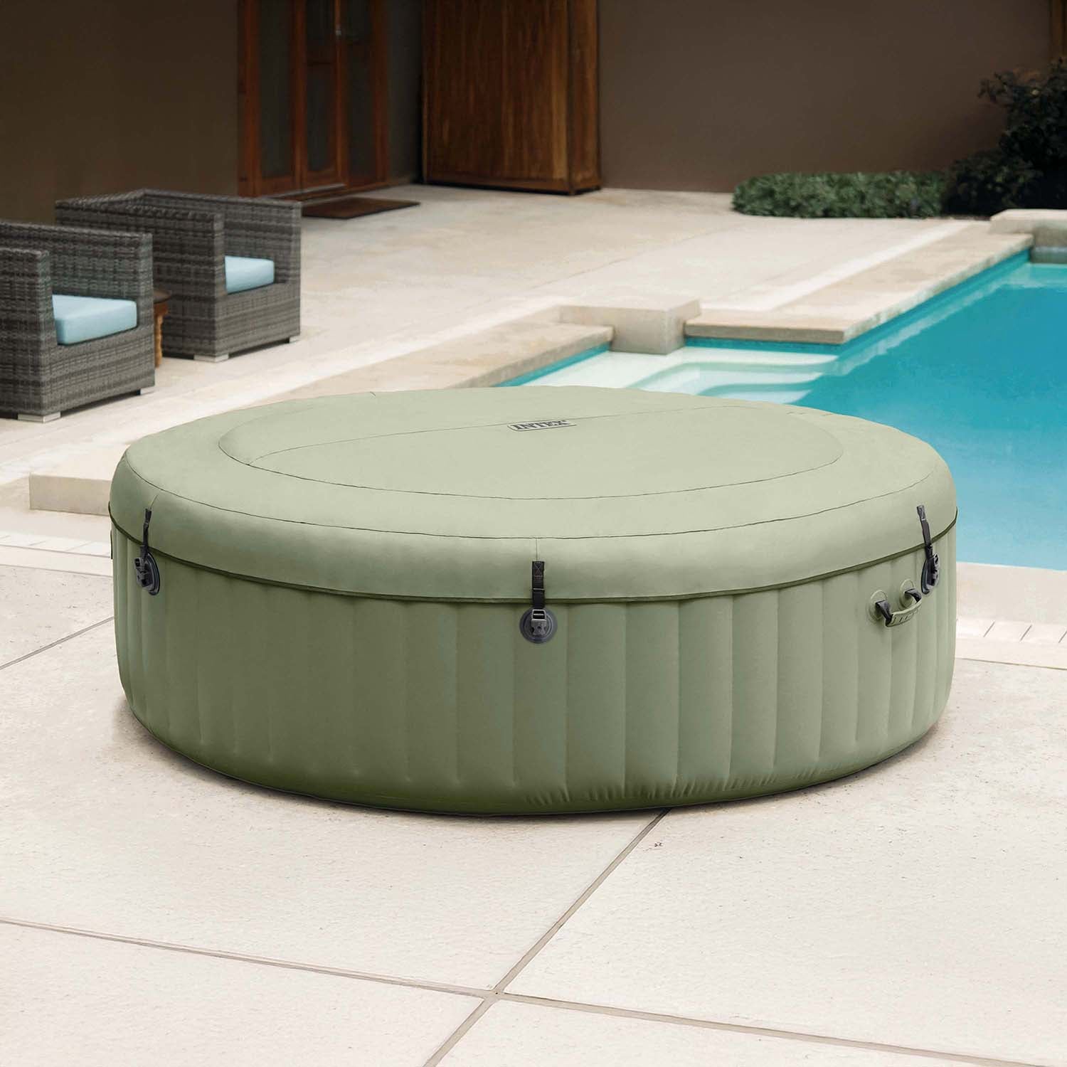 INTEX - Spa Idromassaggio PureSpa™ Bubble Massage 6 Posti Verde Oliva - altezza 71 cm diametro 216 cm