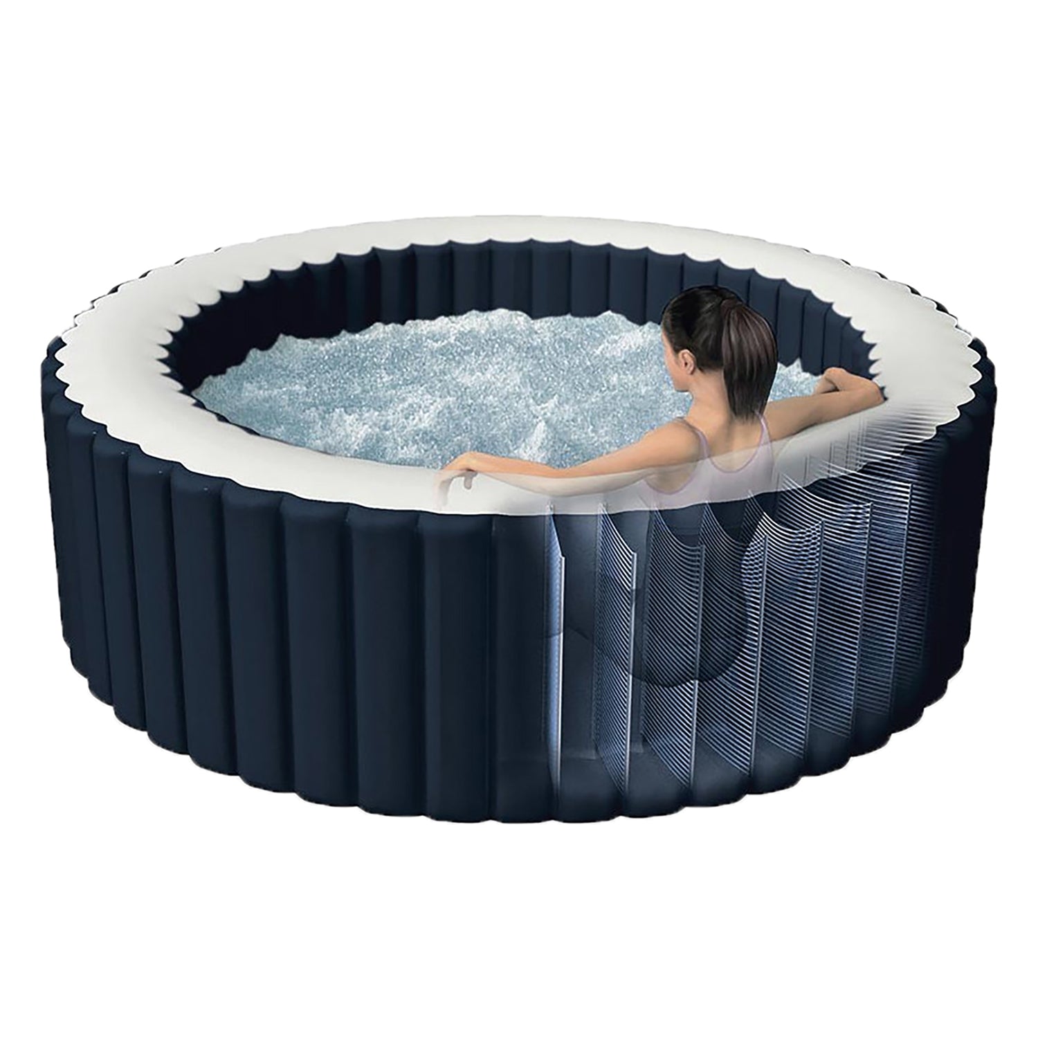 INTEX - Spa Idromassaggio PureSpa™ Bubble Massage 4 Posti Blu Navy - altezza 71 cm diametro 196 cm