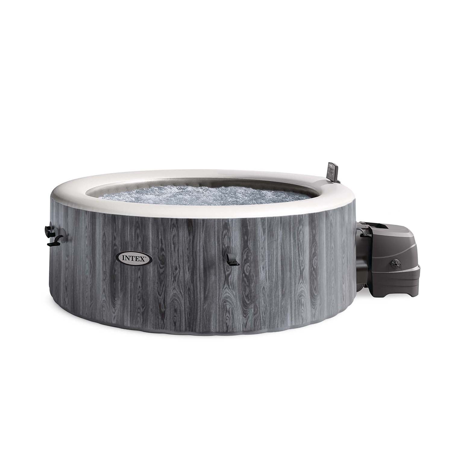 INTEX - Spa Idromassaggio PureSpa™ Greywood Deluxe™ 6 Posti Grigio Effetto Legno - altezza 71 cm diametro 216 cm