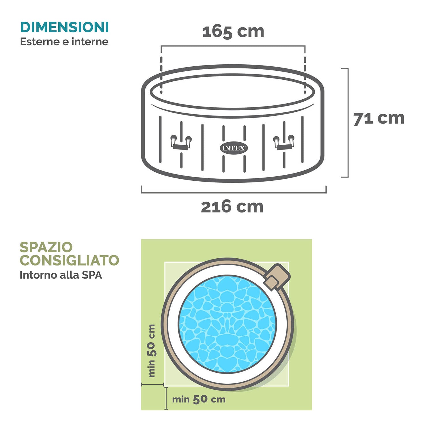 INTEX - Spa Idromassaggio PureSpa™ Greywood Deluxe™ 6 Posti Grigio Effetto Legno - altezza 71 cm diametro 216 cm