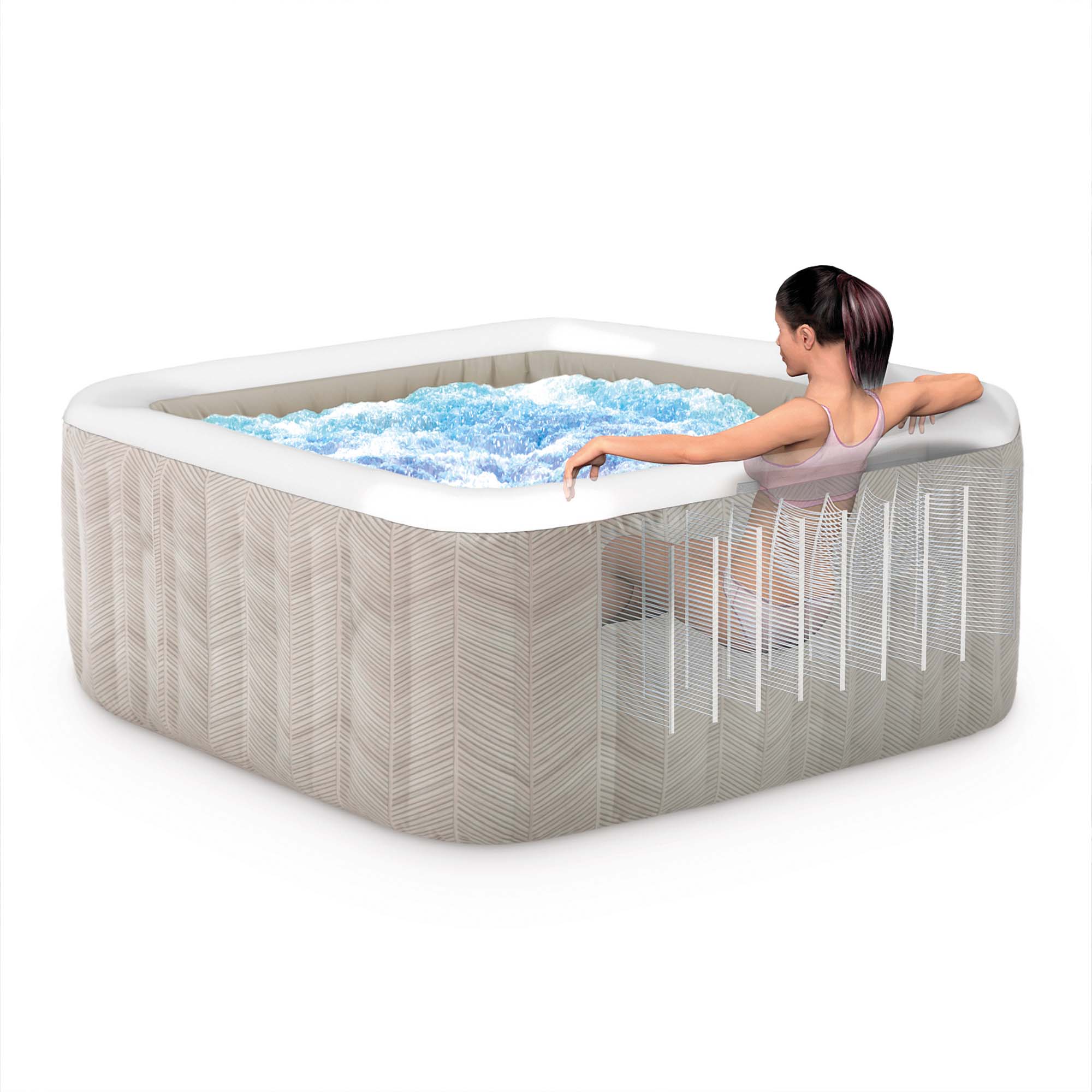 INTEX - Spa Idromassaggio PureSpa™ Bubble Chevron Deluxe™ 6 Posti Effetto Rigato - altezza 71x239x239 cm