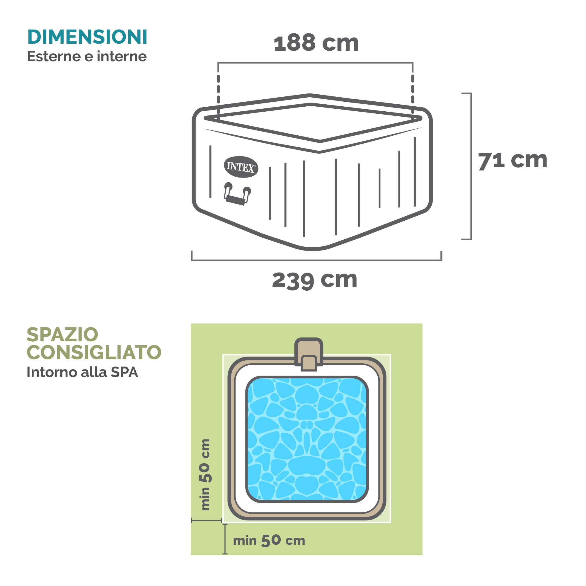 INTEX - Spa Idromassaggio PureSpa™ Bubble Chevron Deluxe™ 6 Posti Effetto Rigato - altezza 71x239x239 cm