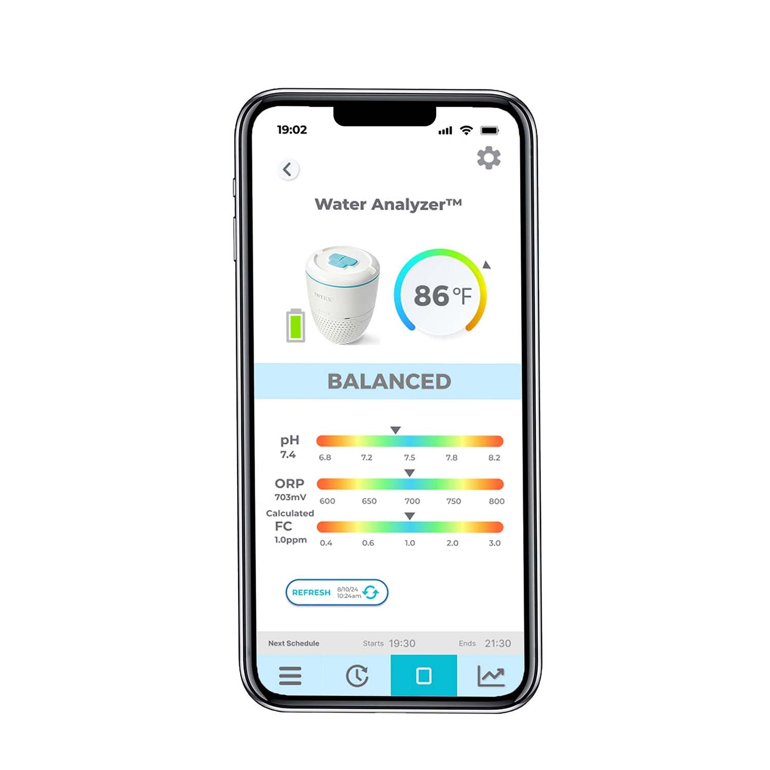 INTEX - Analizzatore d'Acqua Piscina Galleggiante WiFi con App Link - Misurazione Automatica pH, ORP e Temperatura, Correzione Automatica Cloro