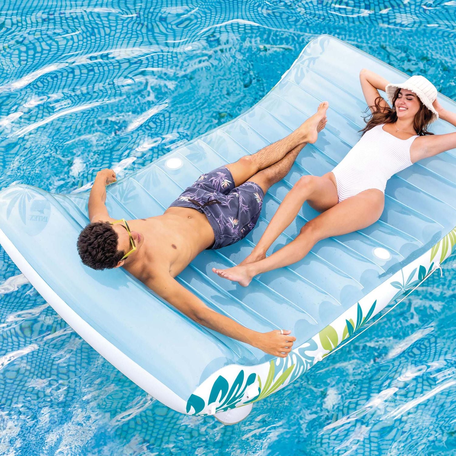 INTEX - Materassino Gonfiabile Lounge Mare Tropical Azzurro Wet Set Collection - h165x224x150 cm