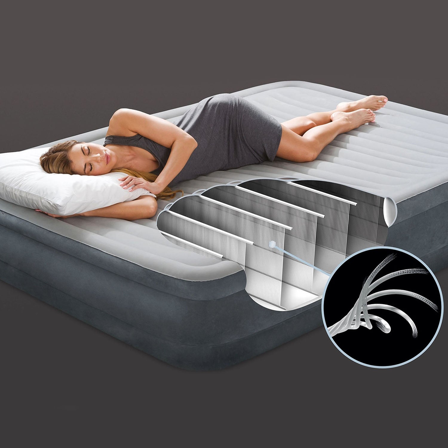 INTEX - Materasso Gonfiabile Singolo Comfort-Plush Elevated Dura-Beam® Deluxe - h46x191x99 cm