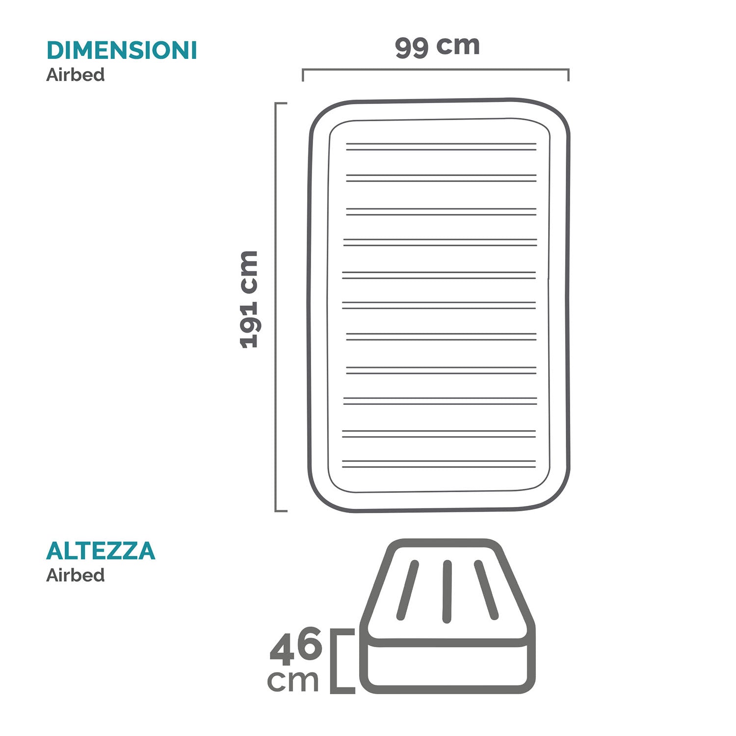 INTEX - Materasso Gonfiabile Singolo Comfort-Plush Elevated Dura-Beam® Deluxe - h46x191x99 cm
