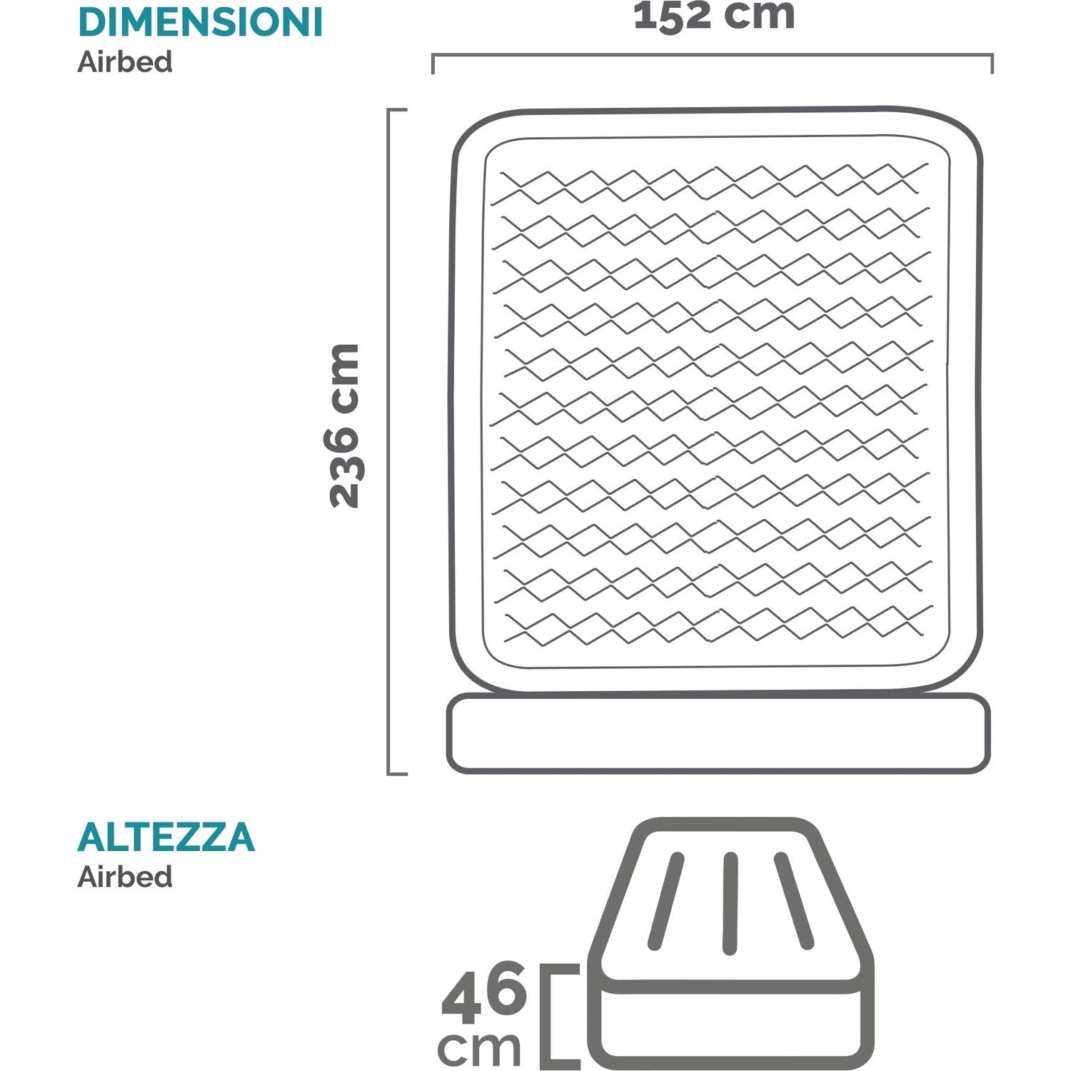 INTEX - Materasso gonfiabile matrimoniale Dura-Beam Deluxe Ultra Plush Headboard - h86x236x152 cm