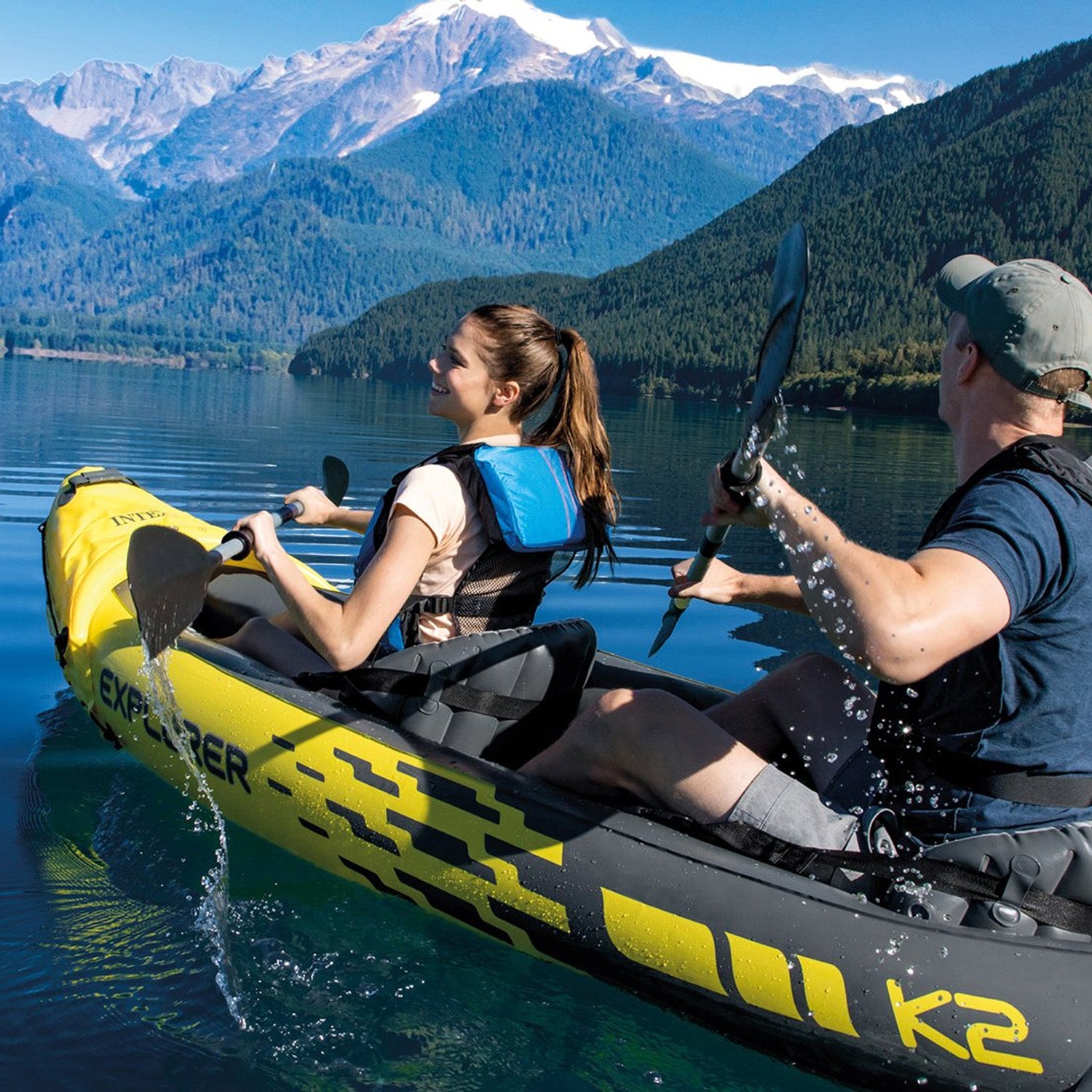 INTEX - Kayak Gonfiabile Explorer™ K2 2 Posti con Remi e Pompa - h51x312x91 cm