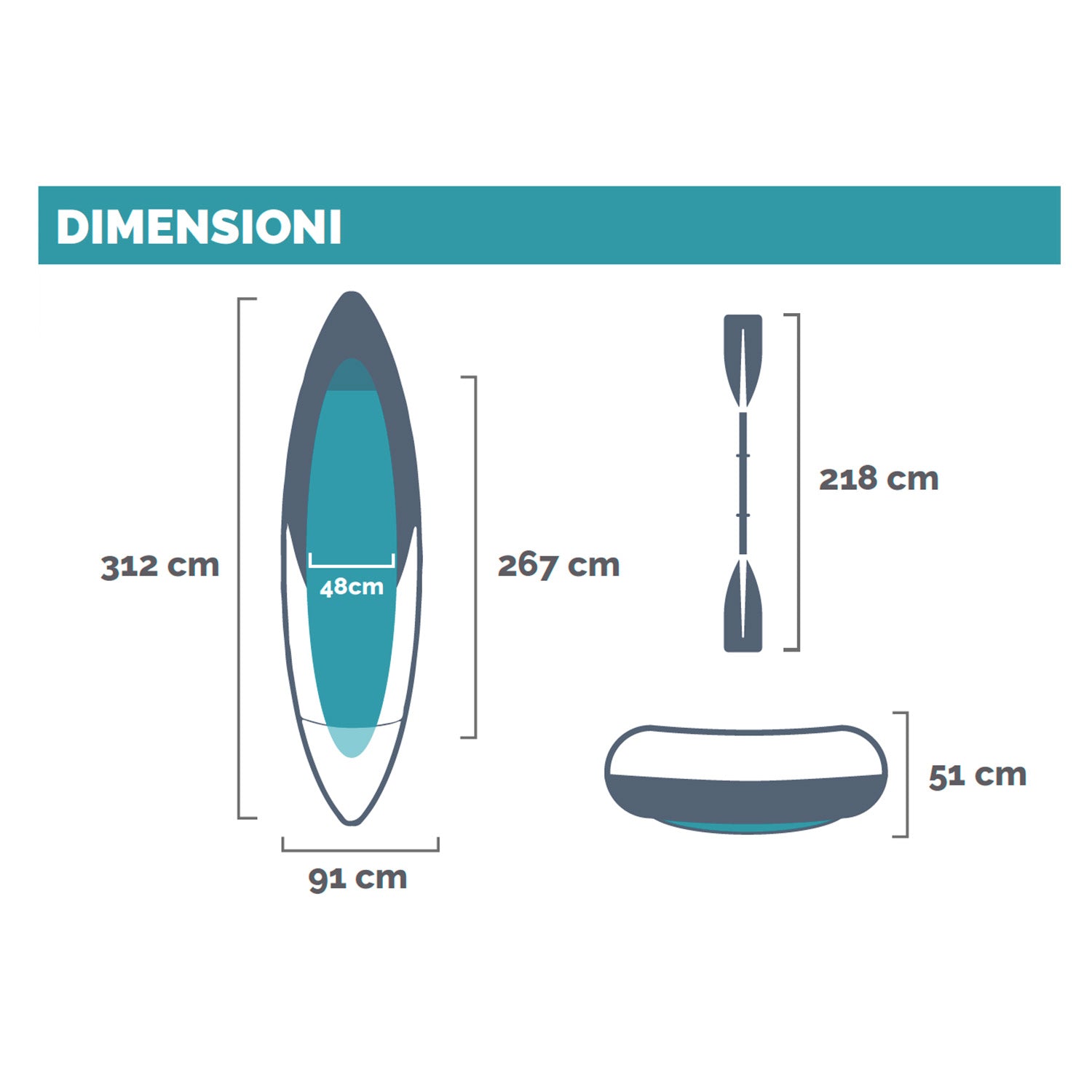 INTEX - Kayak Gonfiabile Explorer™ K2 2 Posti con Remi e Pompa - h51x312x91 cm