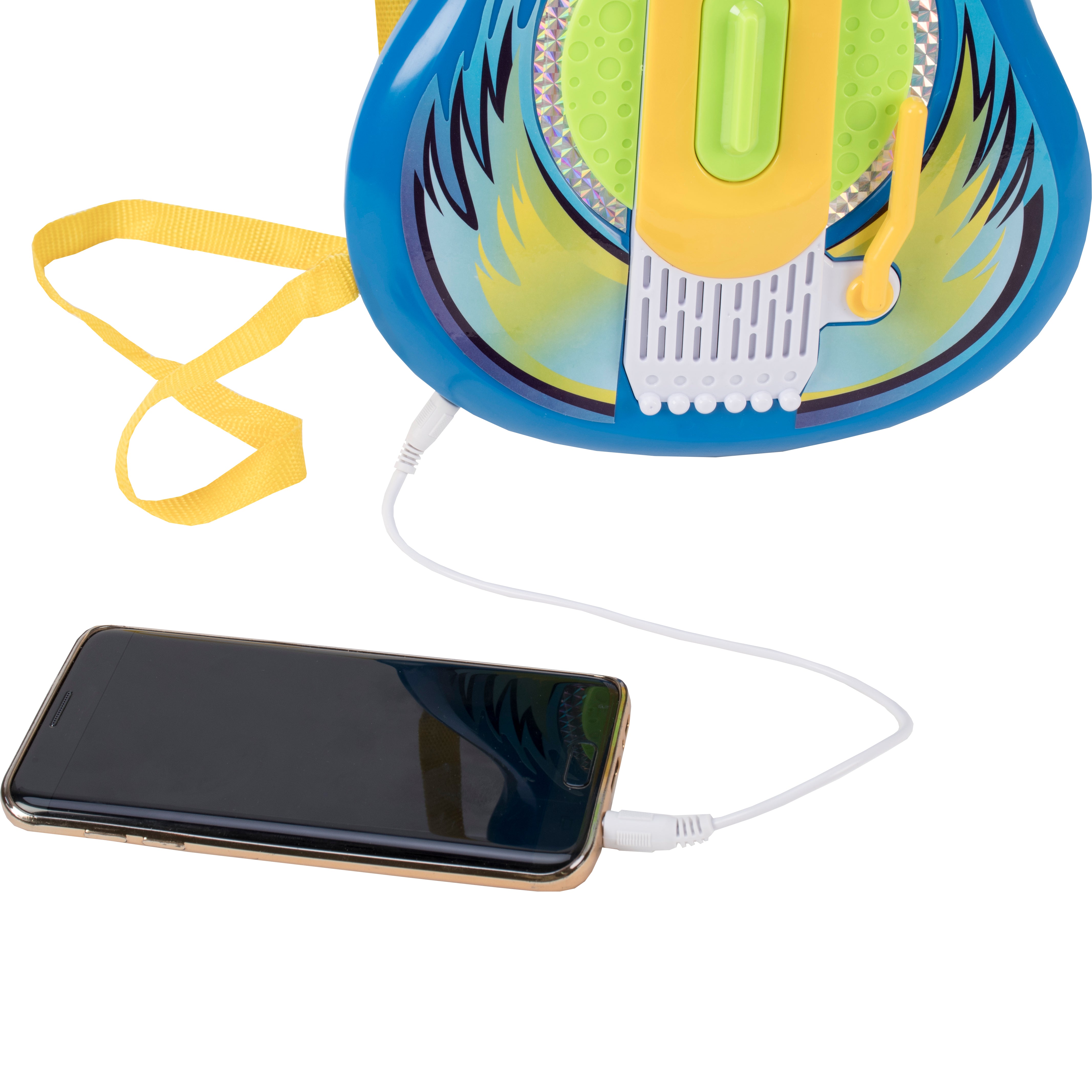TU GIOCHI - Chitarra Giocattolo 2 in 1 con Microfono, Asta Regolabile e Luci 3+ Anni