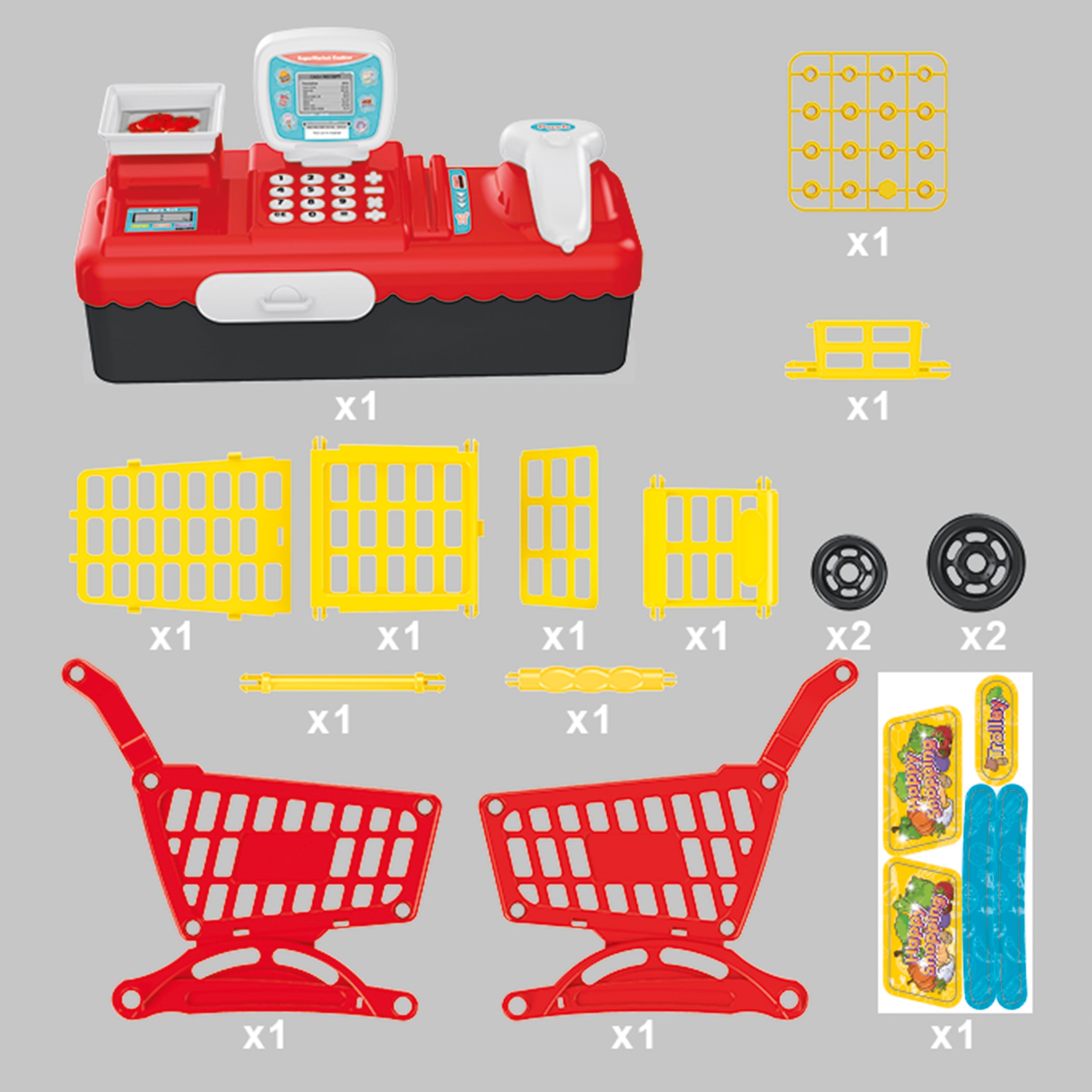 TU GIOCHI - Set Gioco Frutta Shopping/Spesa & Griglia 17 Pezzi Educativi