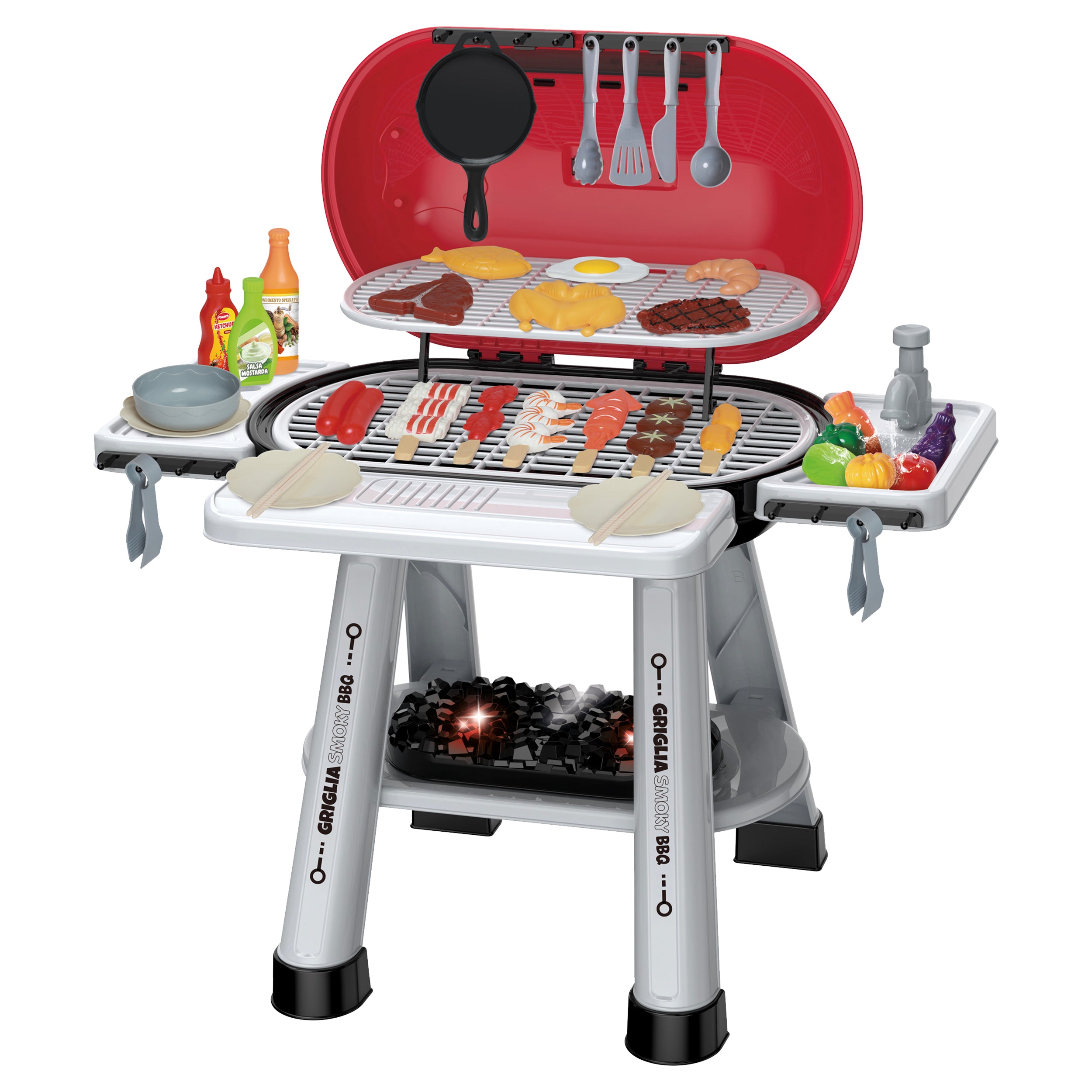 TU GIOCHI - Griglia Smoky BBQ con Effetto Fumo, Suoni e 36 Accessori