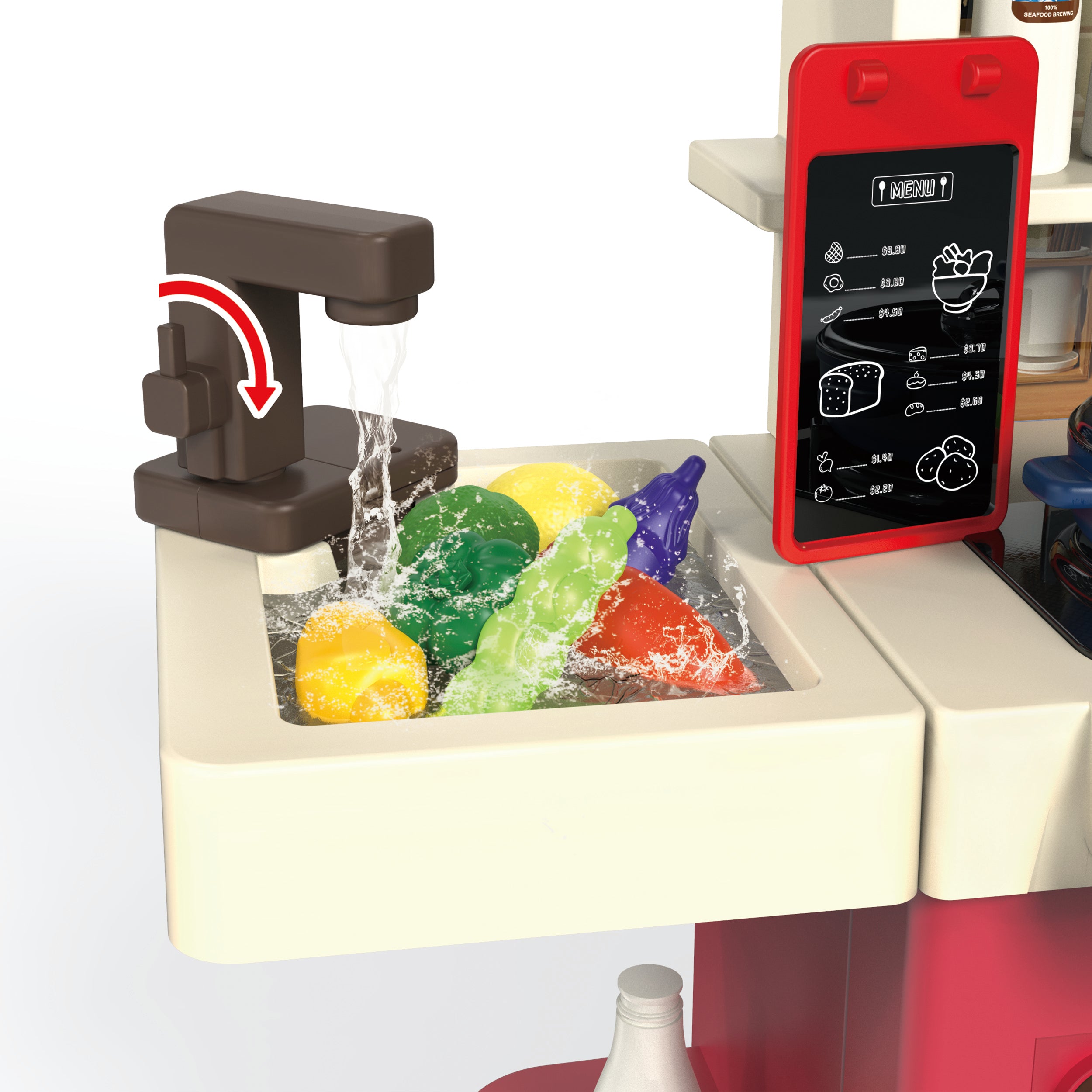 TU GIOCHI - Mini Chef Crea Delizie Cucina Giocattolo con Vapore, Acqua Vera e 71 Accessori