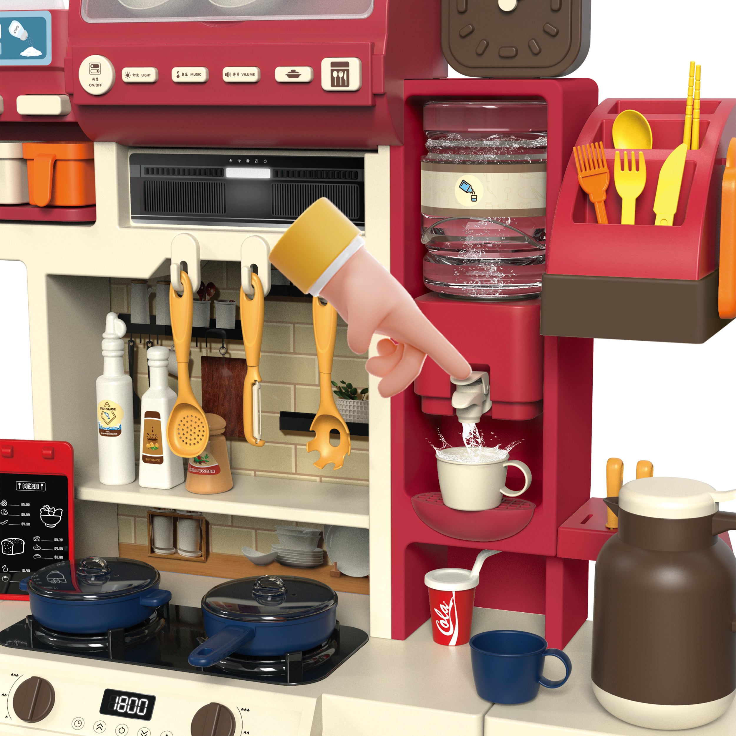 TU GIOCHI - Mini Chef Crea Delizie Cucina Giocattolo con Vapore, Acqua Vera e 71 Accessori