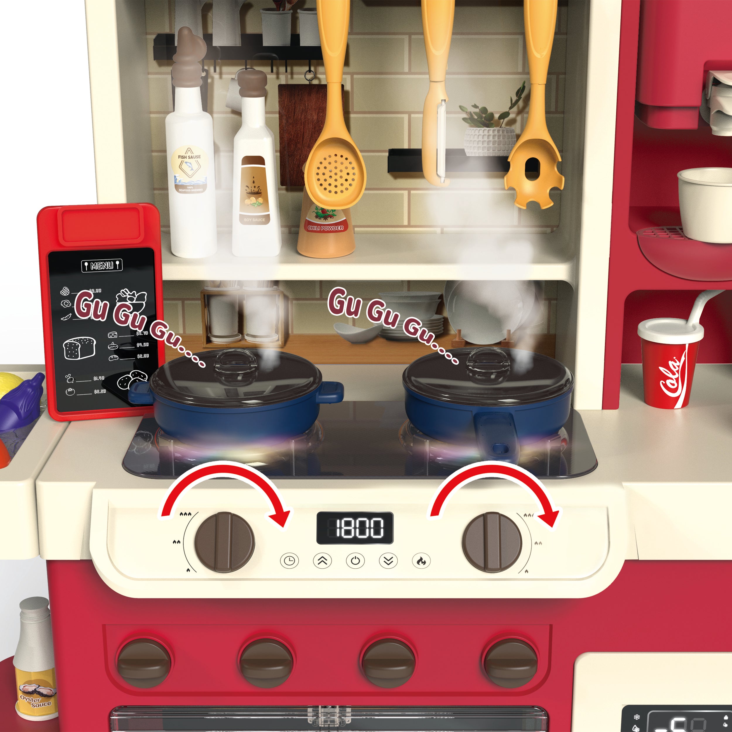 TU GIOCHI - Mini Chef Crea Delizie Cucina Giocattolo con Vapore, Acqua Vera e 71 Accessori