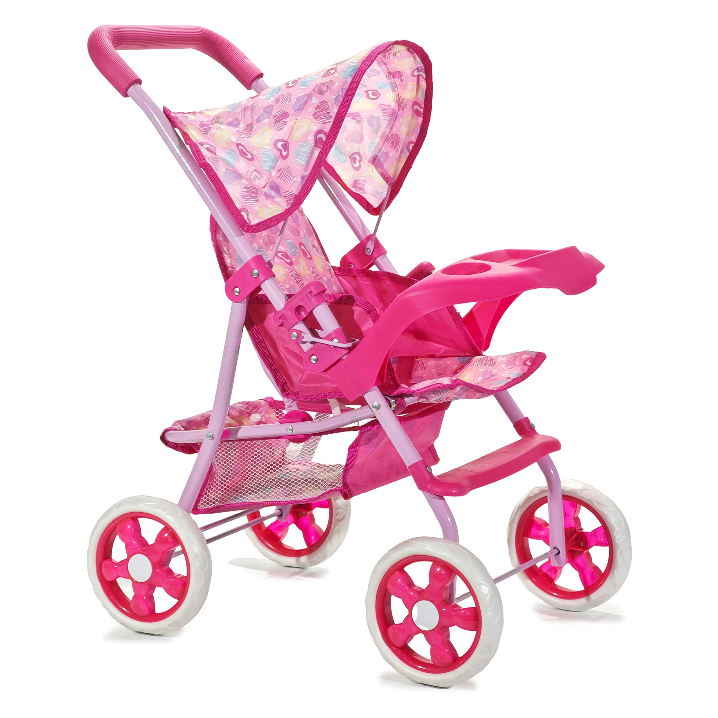 TU GIOCHI - Passeggino Noemi per Bambole con Cappottina Regolabile e Cintura di Sicurezza