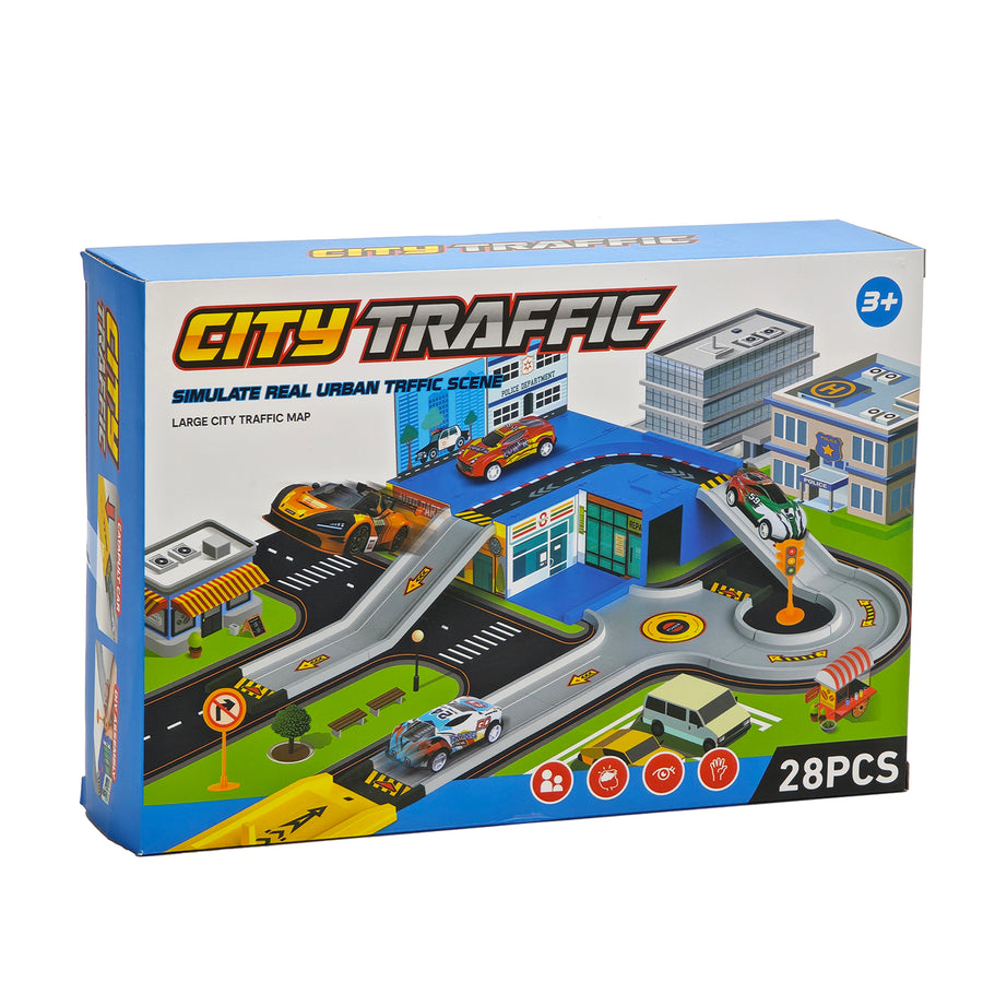 City Traffic Playset Città con Veicoli e Strade