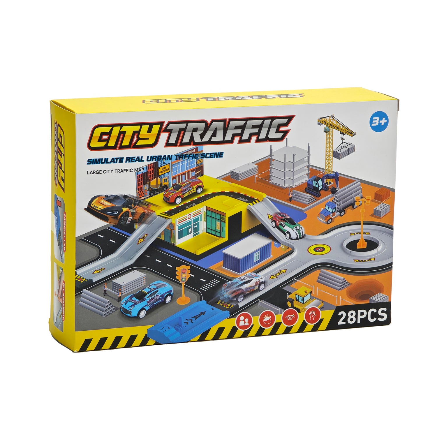 TU GIOCHI - City Traffic Playset Città con Veicoli e Strade