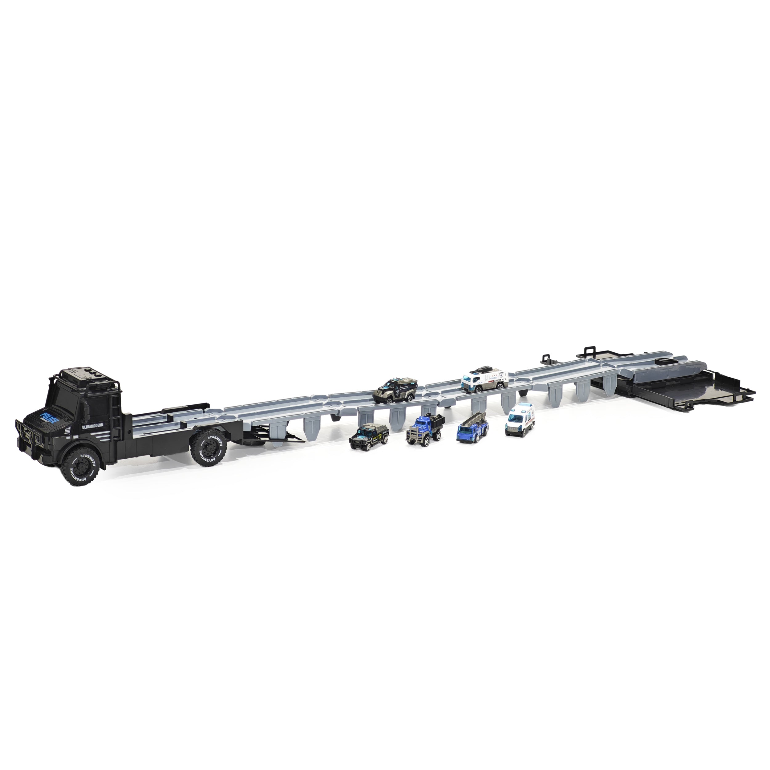 TU GIOCHI - Set Camion Trasportatore RAIL con Mini Veicoli in Metallo Die-Cast e Luci