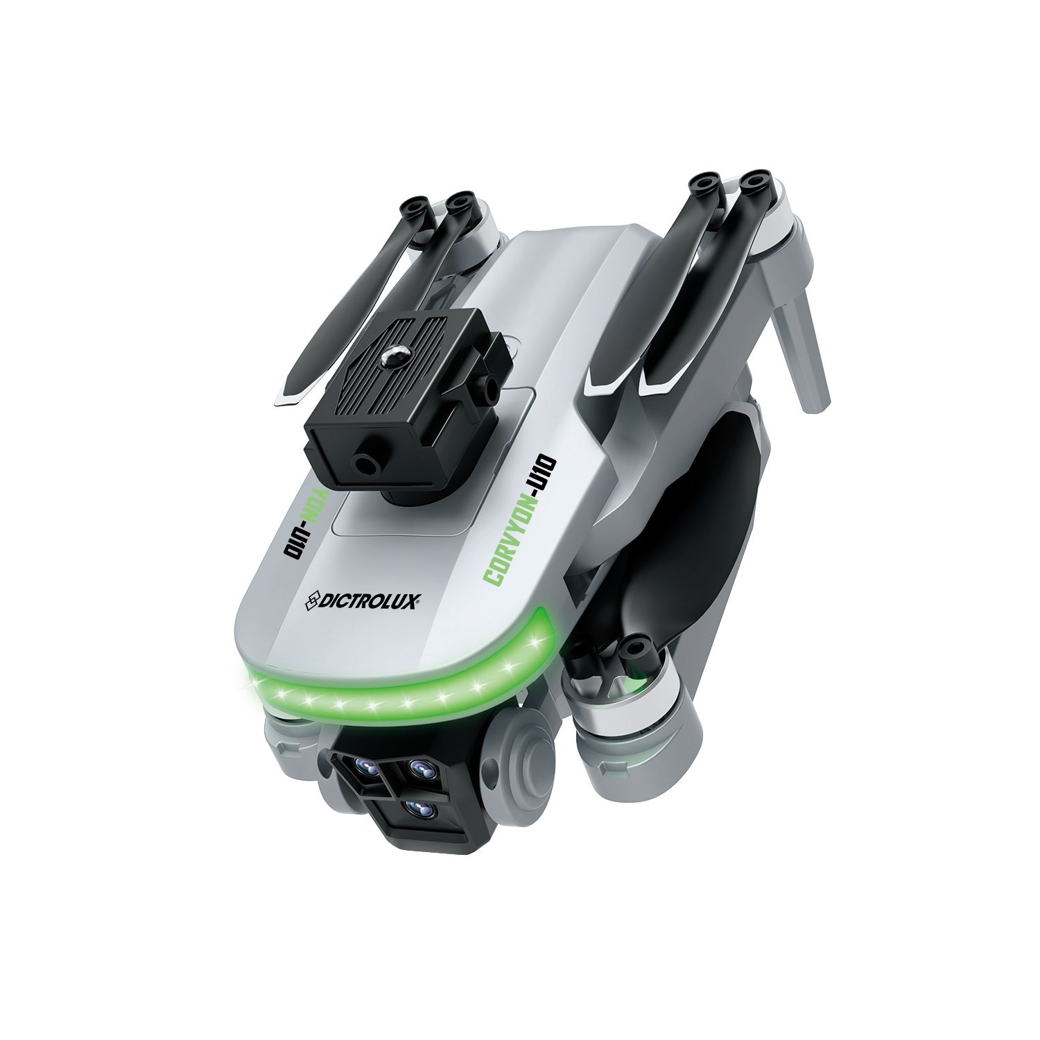 DICTROLUX - Drone Pieghevole CORVYON-U10 con Fotocamera 480P, LED e Controllo Smartphone