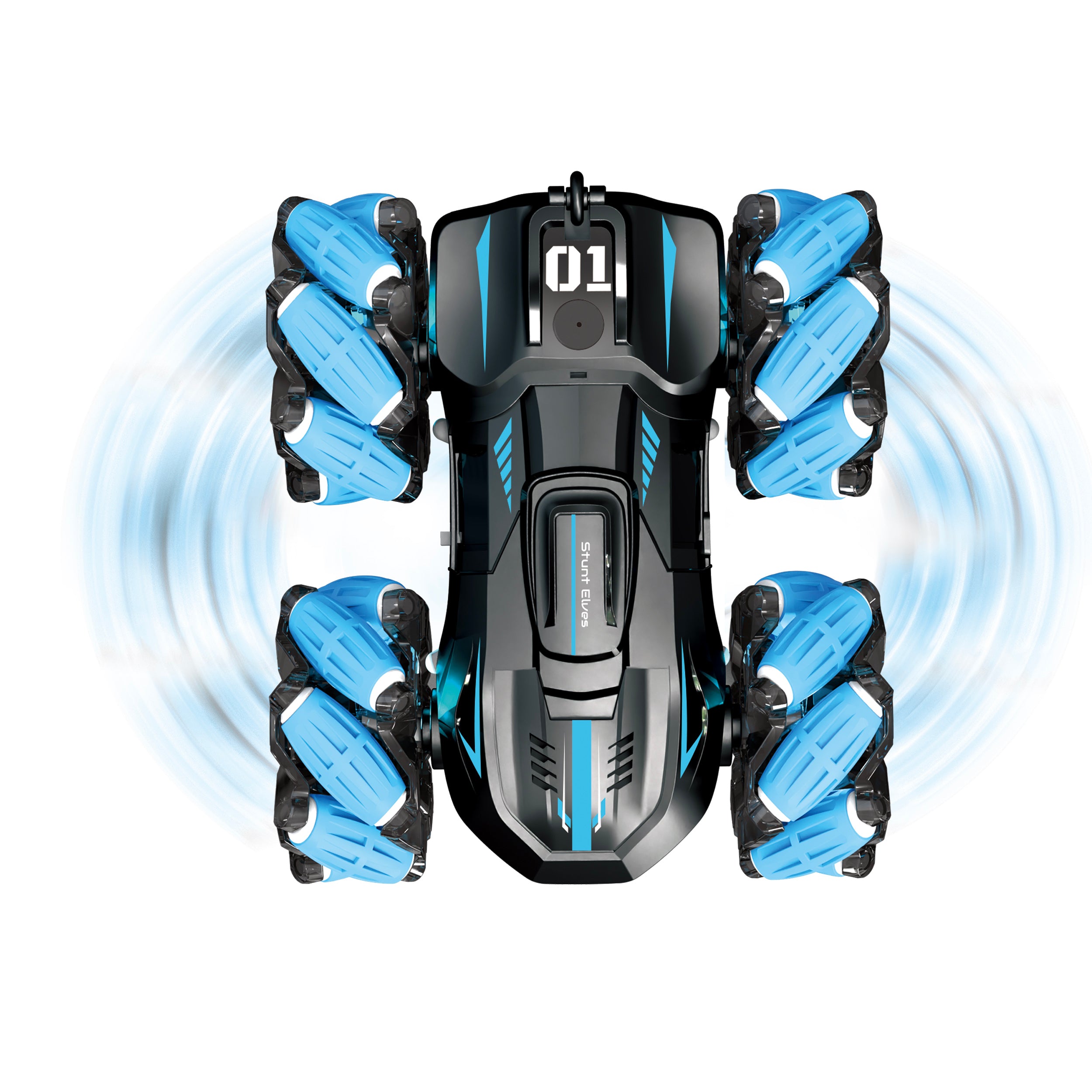 TU GIOCHI - The Stunt Vehicle Racing con Radiocomando + Controller da Polso, Effetto Spray e Luci LED