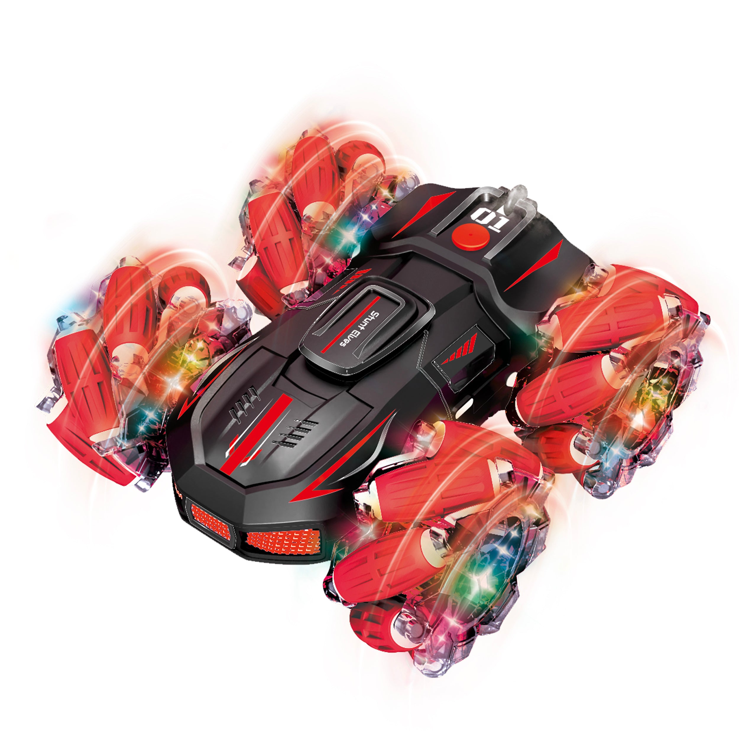 TU GIOCHI - The Stunt Vehicle Racing con Radiocomando + Controller da Polso, Effetto Spray e Luci LED