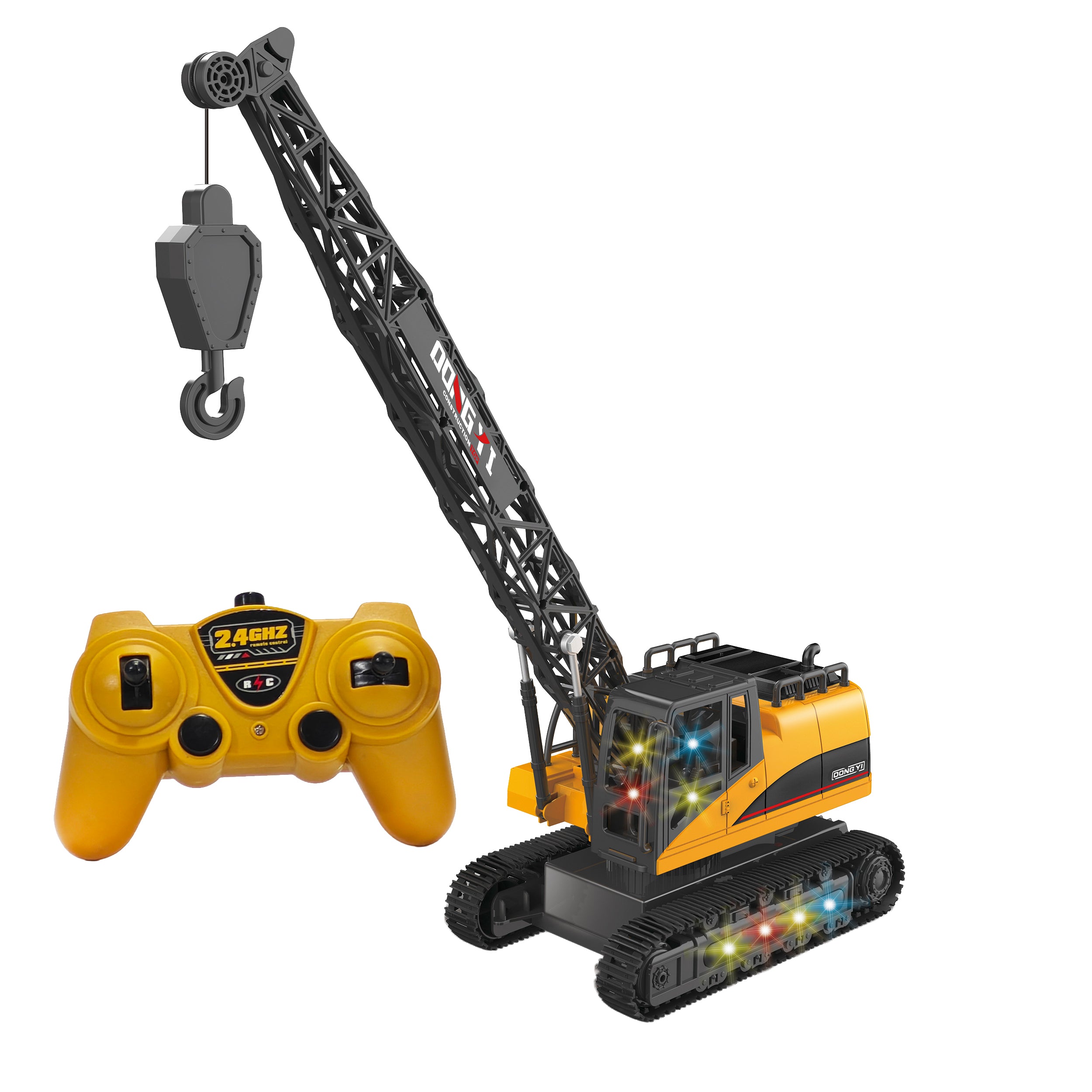 TU GIOCHI - Gru Cingolata Radiocomandata 1:12 con Luci e Suoni