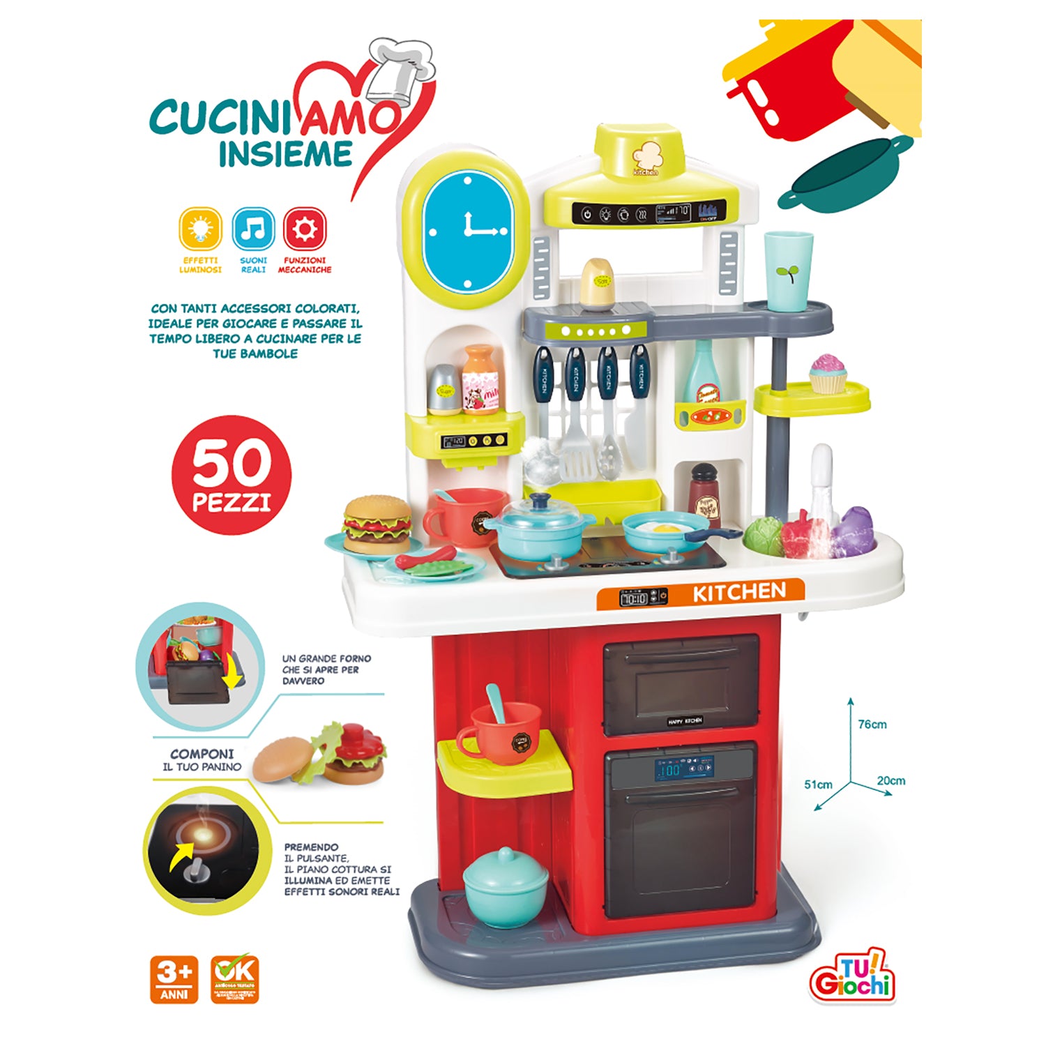 TU GIOCHI - Cucina CuciniAmo Insieme 50 pezzi - h76x51x20 cm