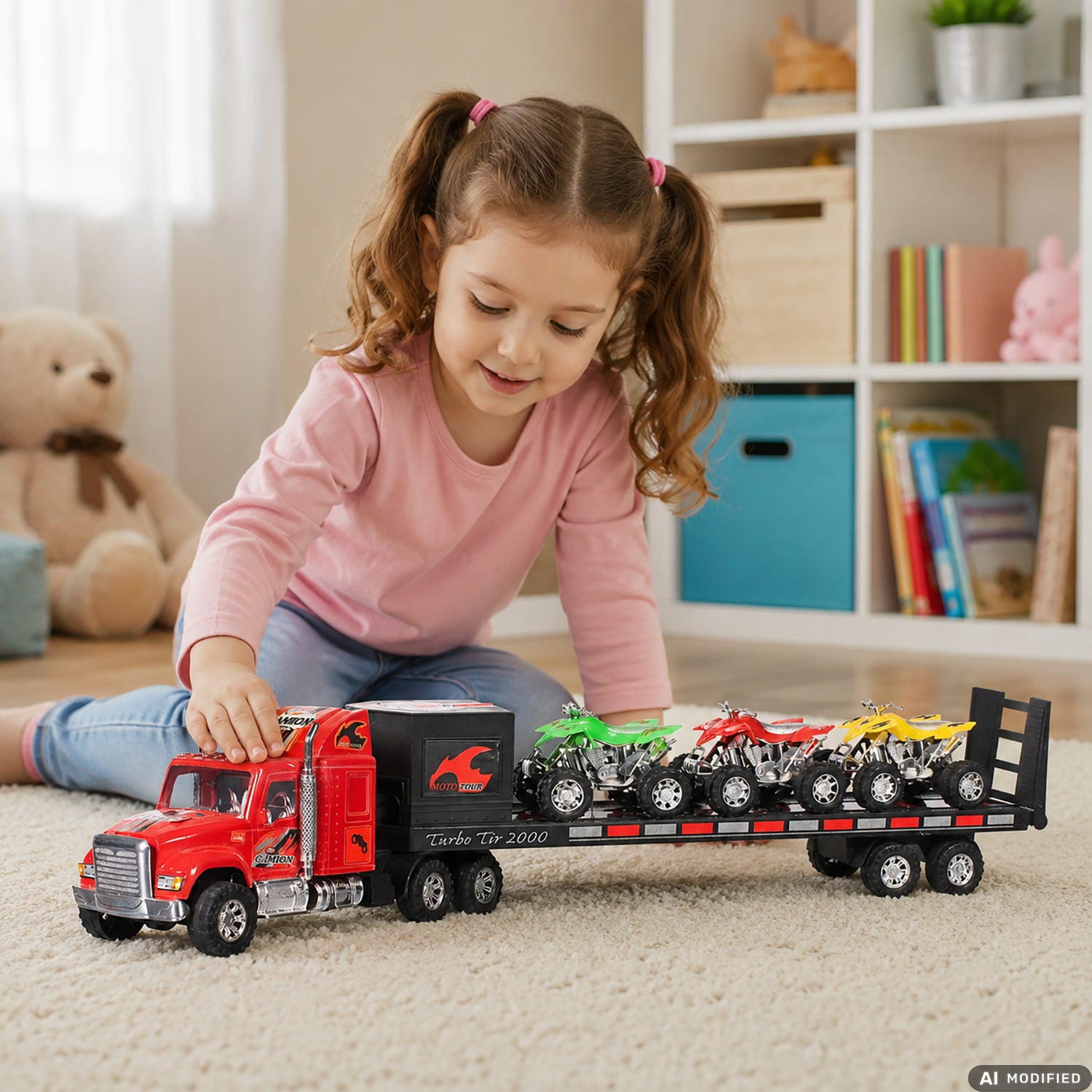 TU GIOCHI - Super Camion Autoarticolato con 3 Quad a Frizione 3+ Anni