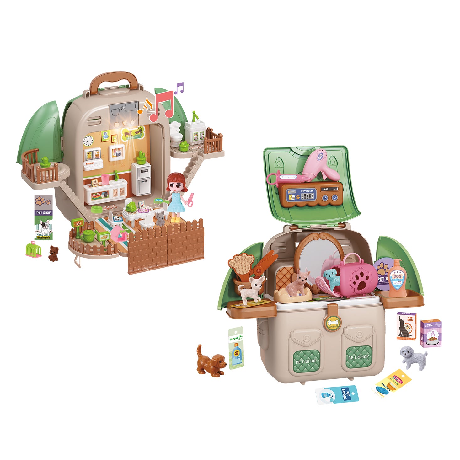 TU GIOCHI - Zainetto 3 in 1 Trasformabile con Playset, Luci e Suoni, 80+ Pezzi 3+ Anni