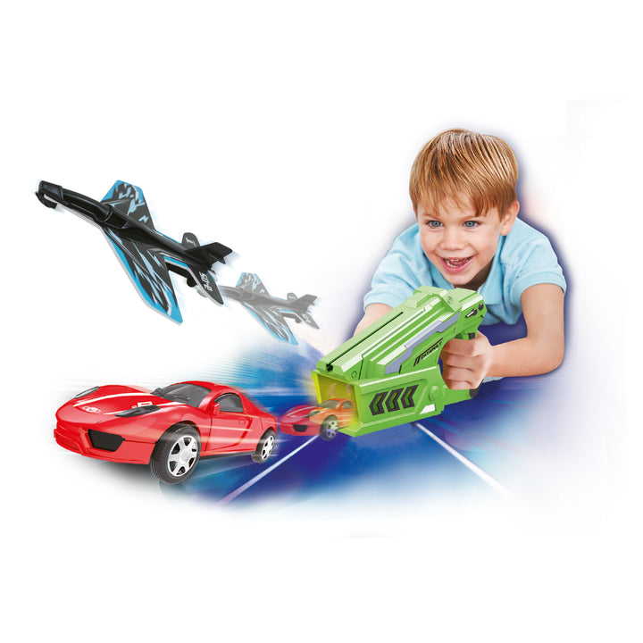 TU GIOCHI - Power Shoot Game Pistola Doppia Funzione – Auto e Aerei